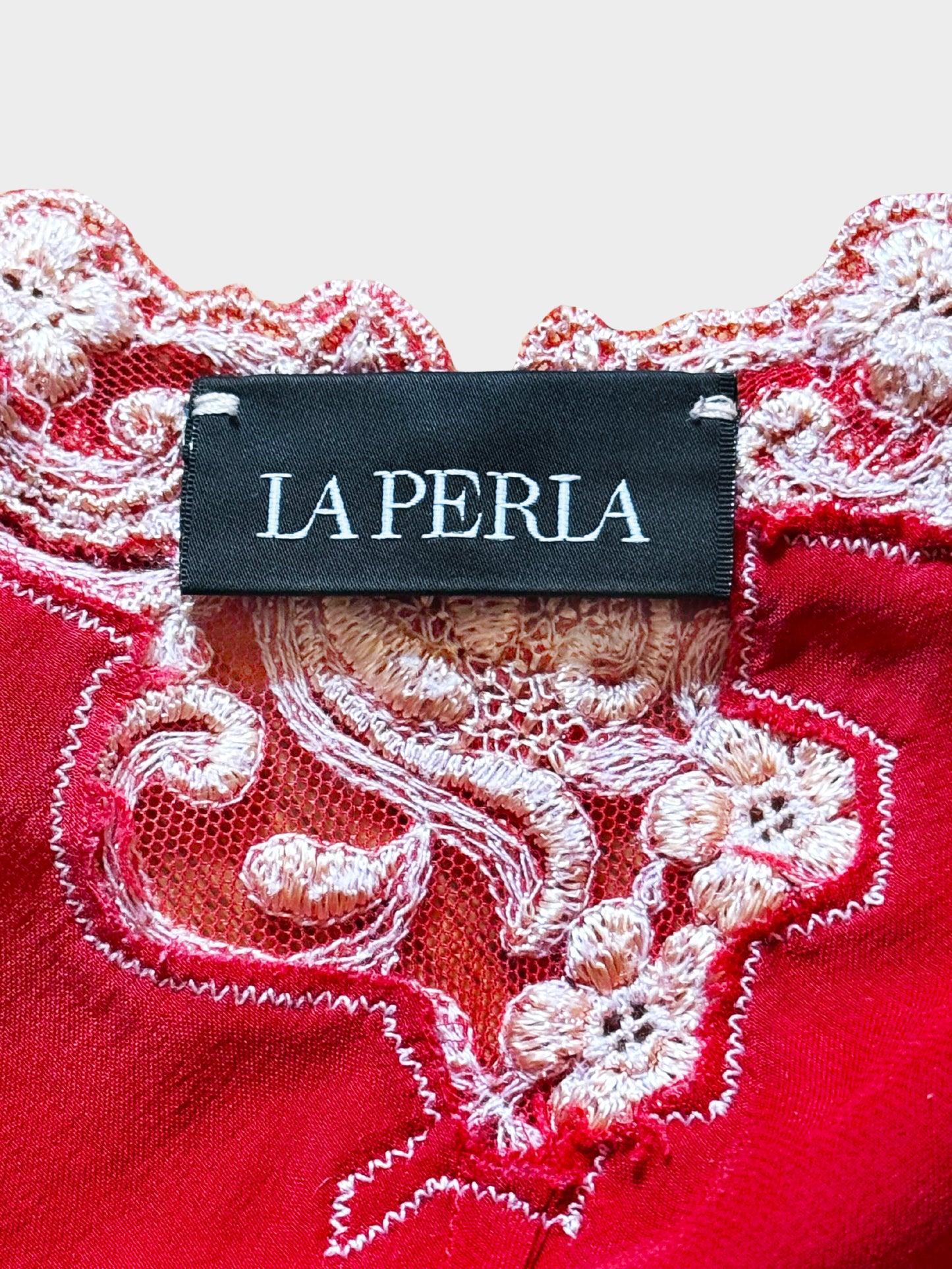 La Perla 2010s Red Floral Lace Silk Cami Top