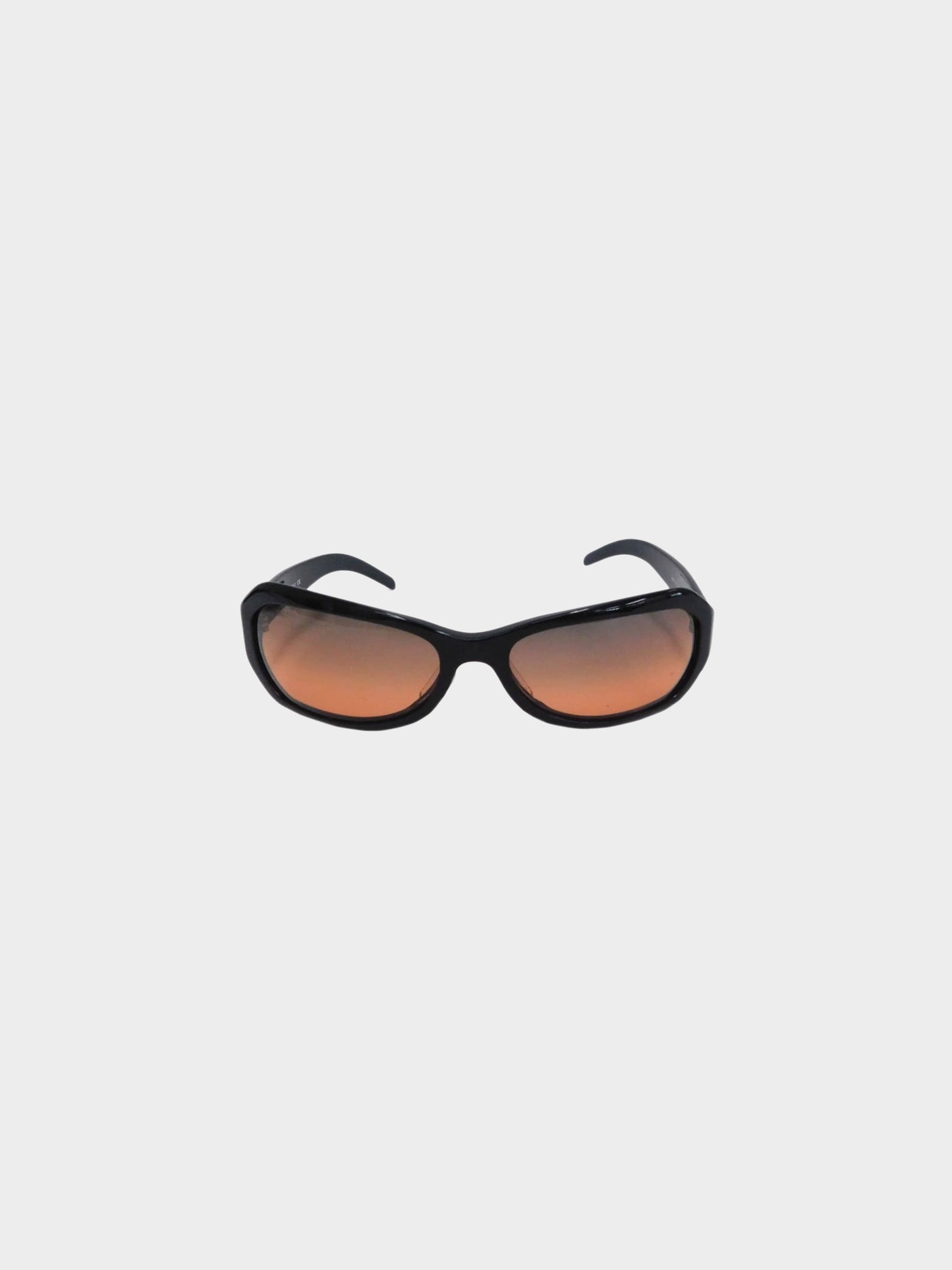 Chanel Early 2000s Black and Brown 5062 Shield-style Sunglasses