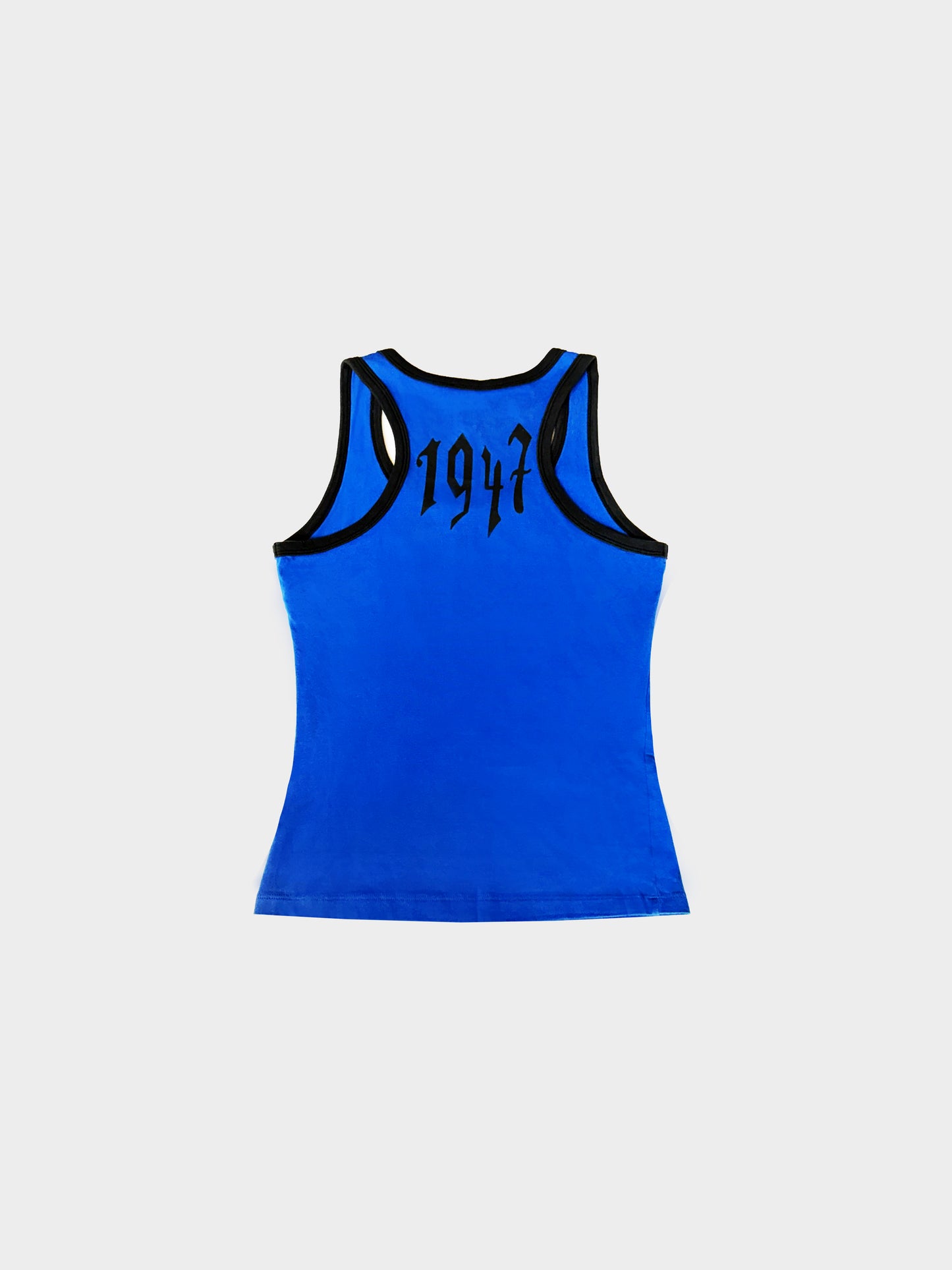 Christian Dior Spring 2002 Blue and Black Gothic Letter 1947 Tank