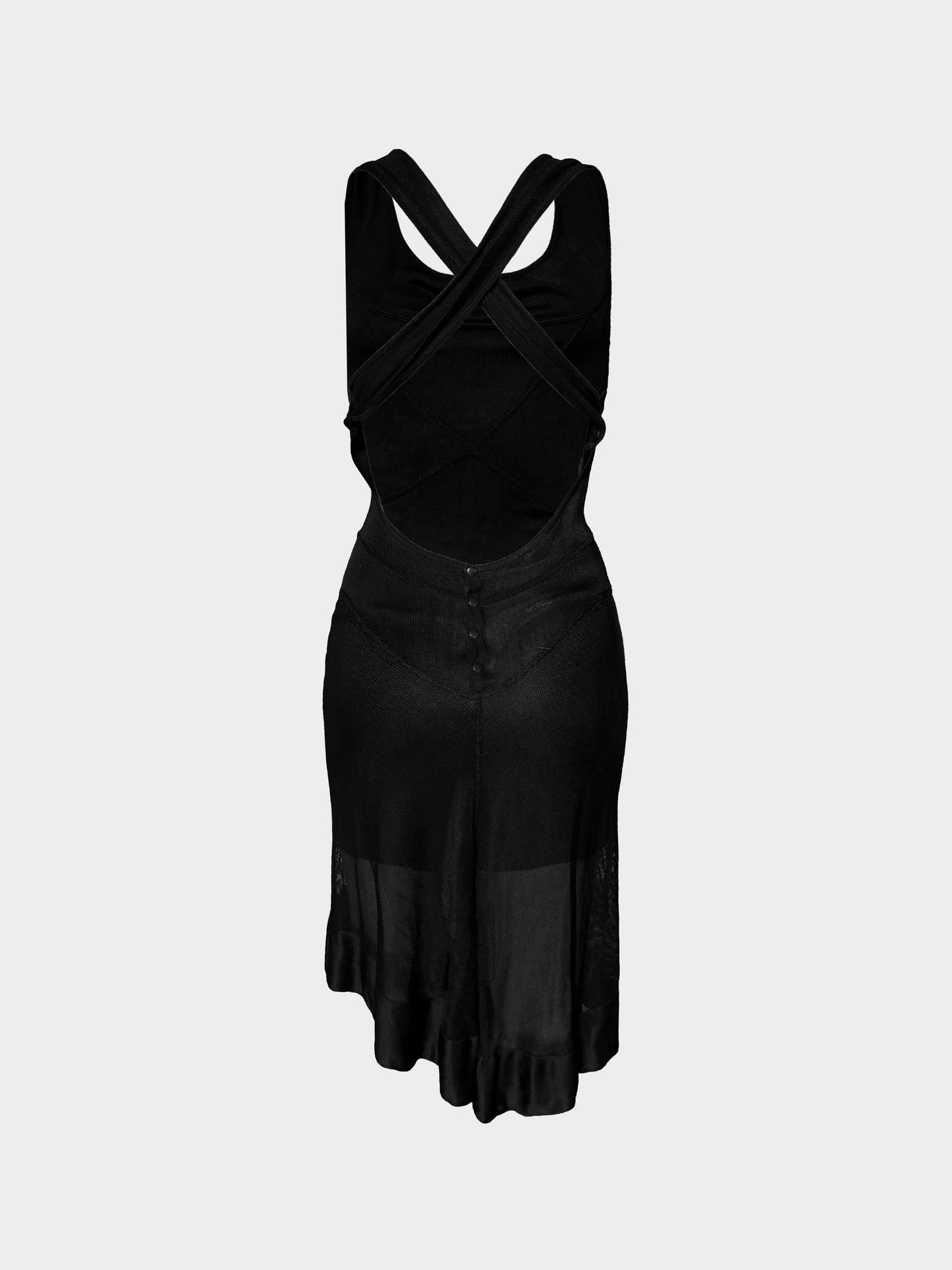 Azzedine Alaïa 1990s Black Cross Back Asymmetrical Dress