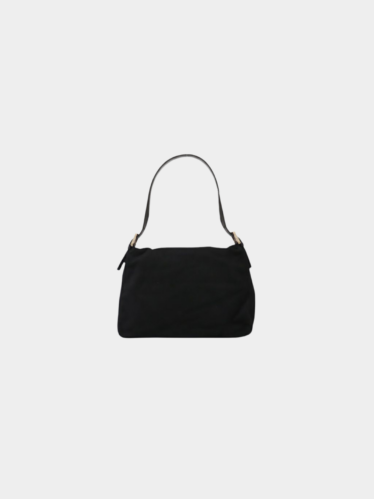 Fendi 1990s Black Wool and Leather Mamma Baguette