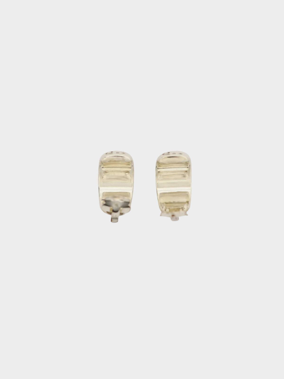 Chanel 2000s Silver Sterling Silver Logo Half-Hoop Clip-On Earrings