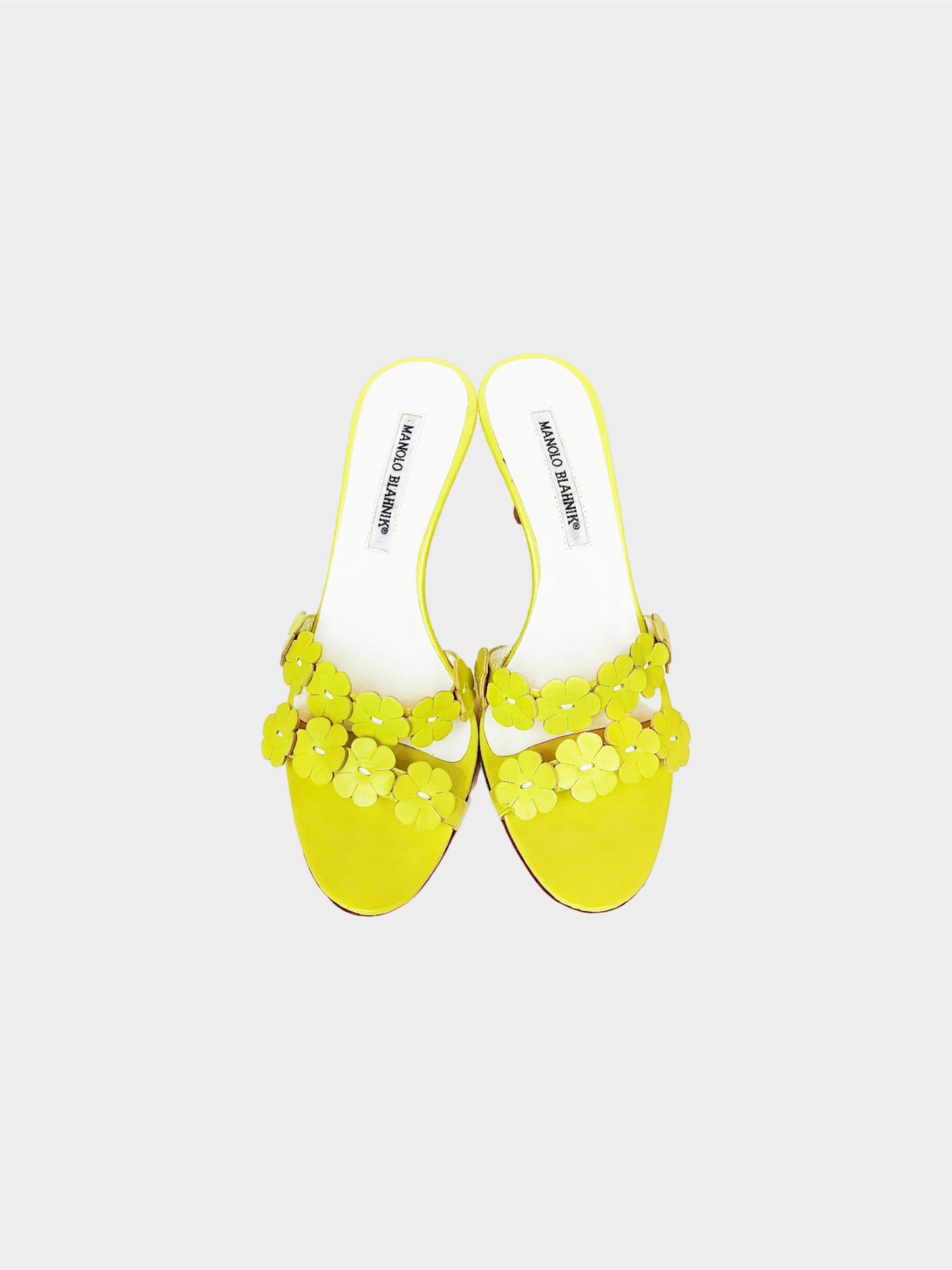 Manolo Blahnik 2000s Lime Green Floral Heels