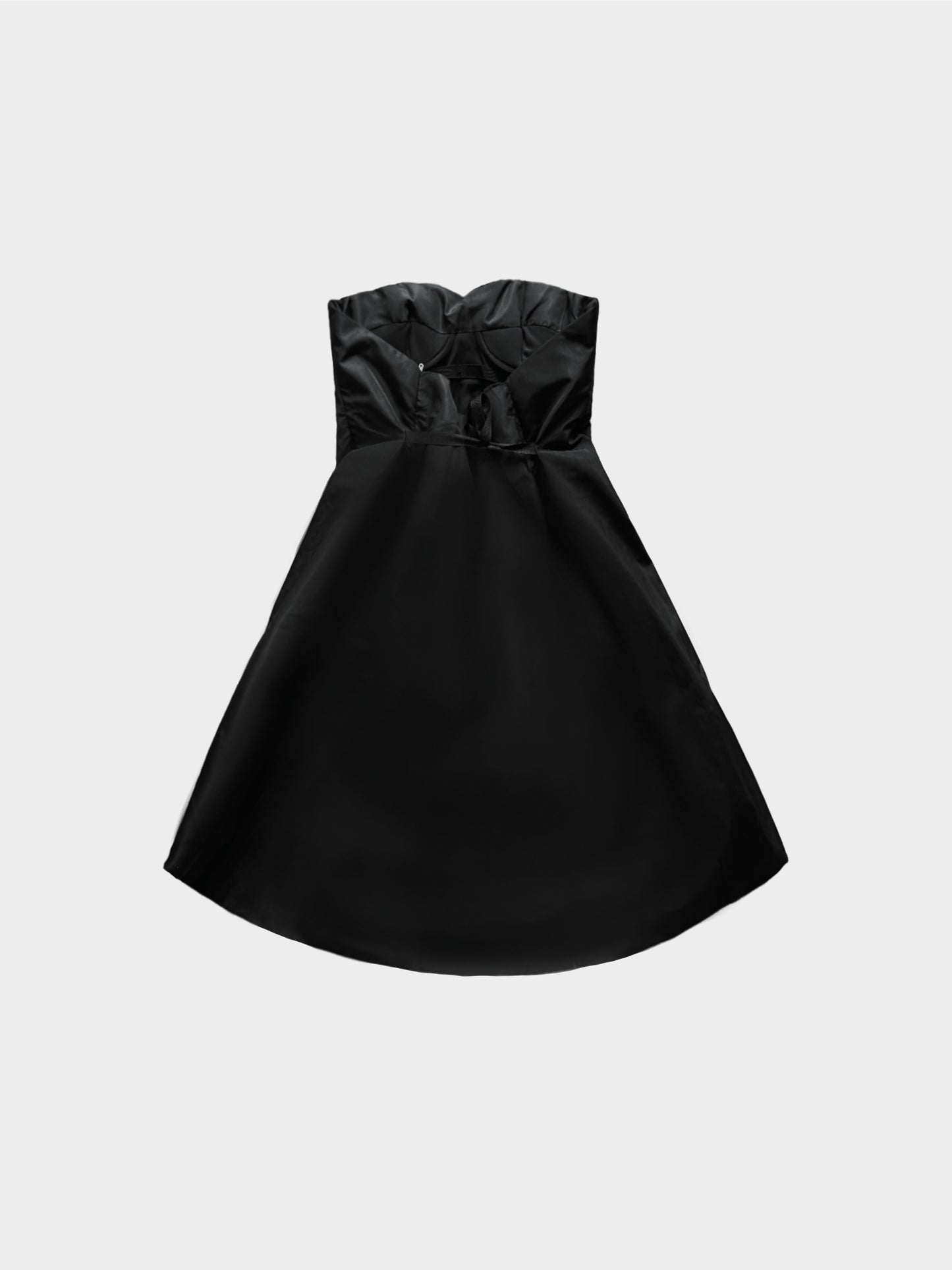 Prada 2000s Black Nylon Pleated Bustier Tube Dress