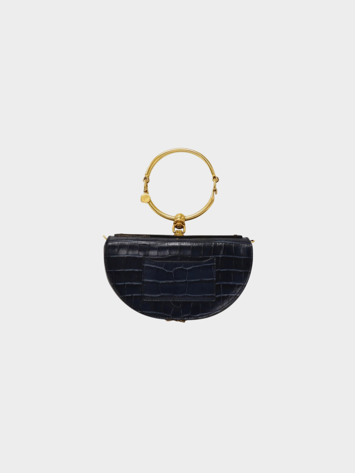 Chloé 2010s Navy Croc-Embossed Leather Nile Minaudière Bag