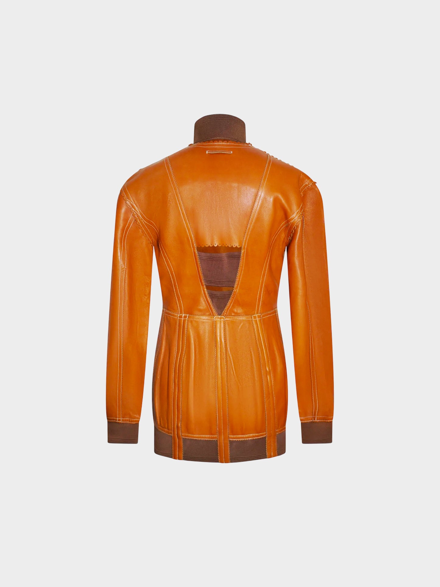 Jean Paul Gaultier SS 2004 Runway Brown Lambskin Leather Jacket