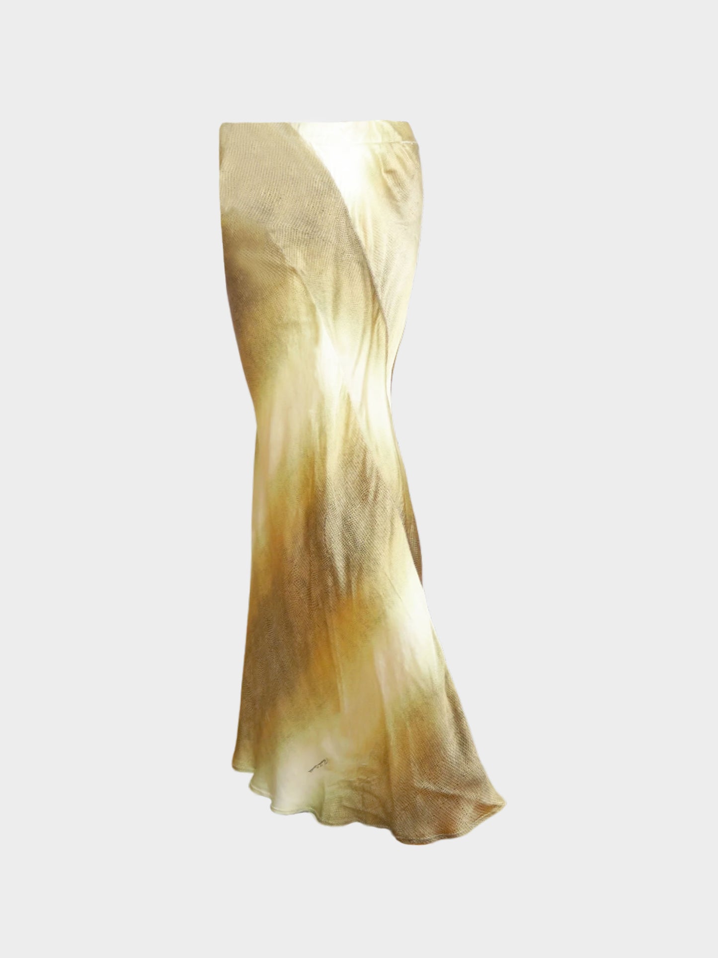 Roberto Cavalli 2000s Beige and Brown Gradient Python Print Silk Skirt
