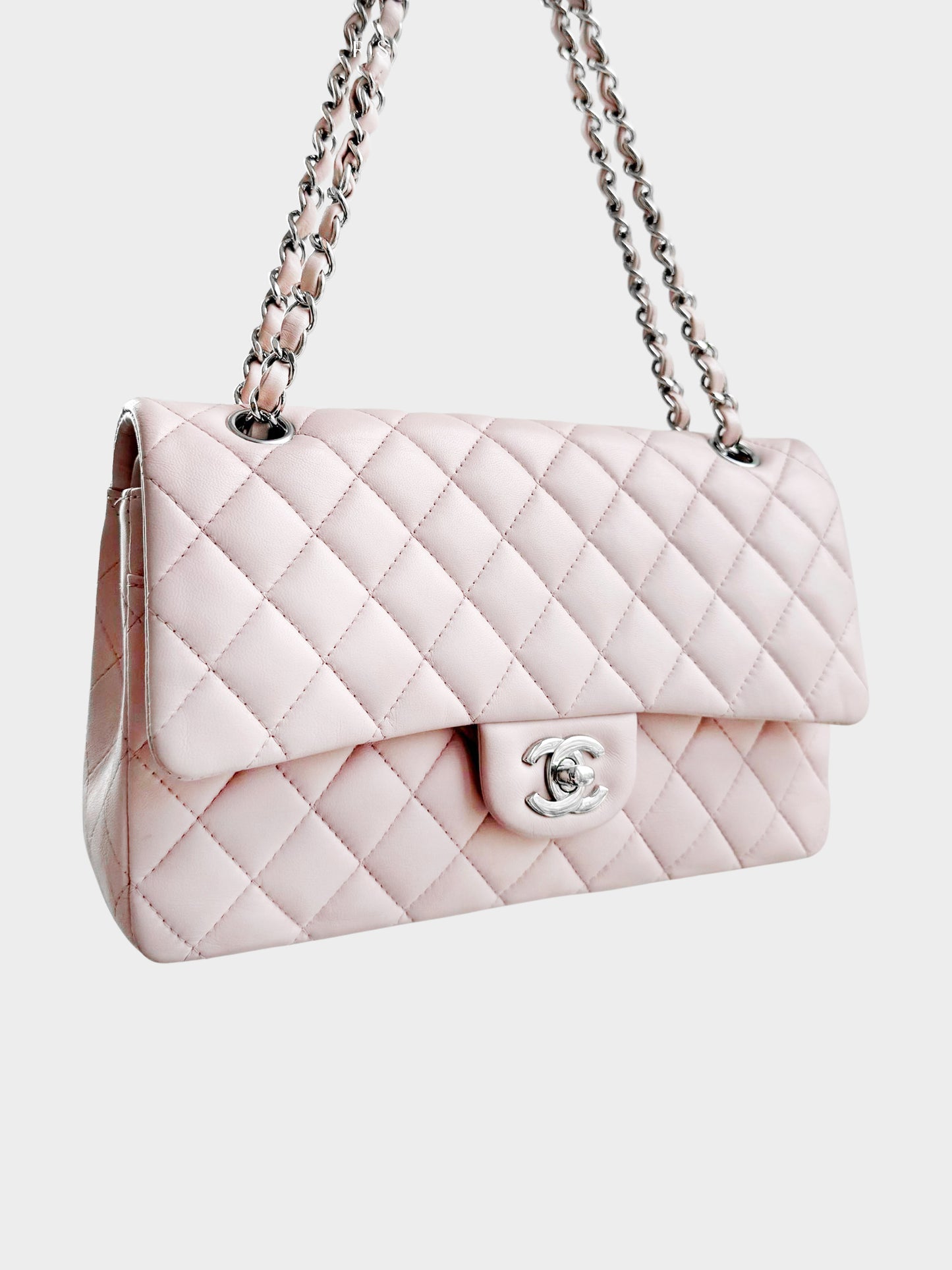 Chanel 2022-2023 Pale Pink Lambskin Medium Classic Double Flap Bag