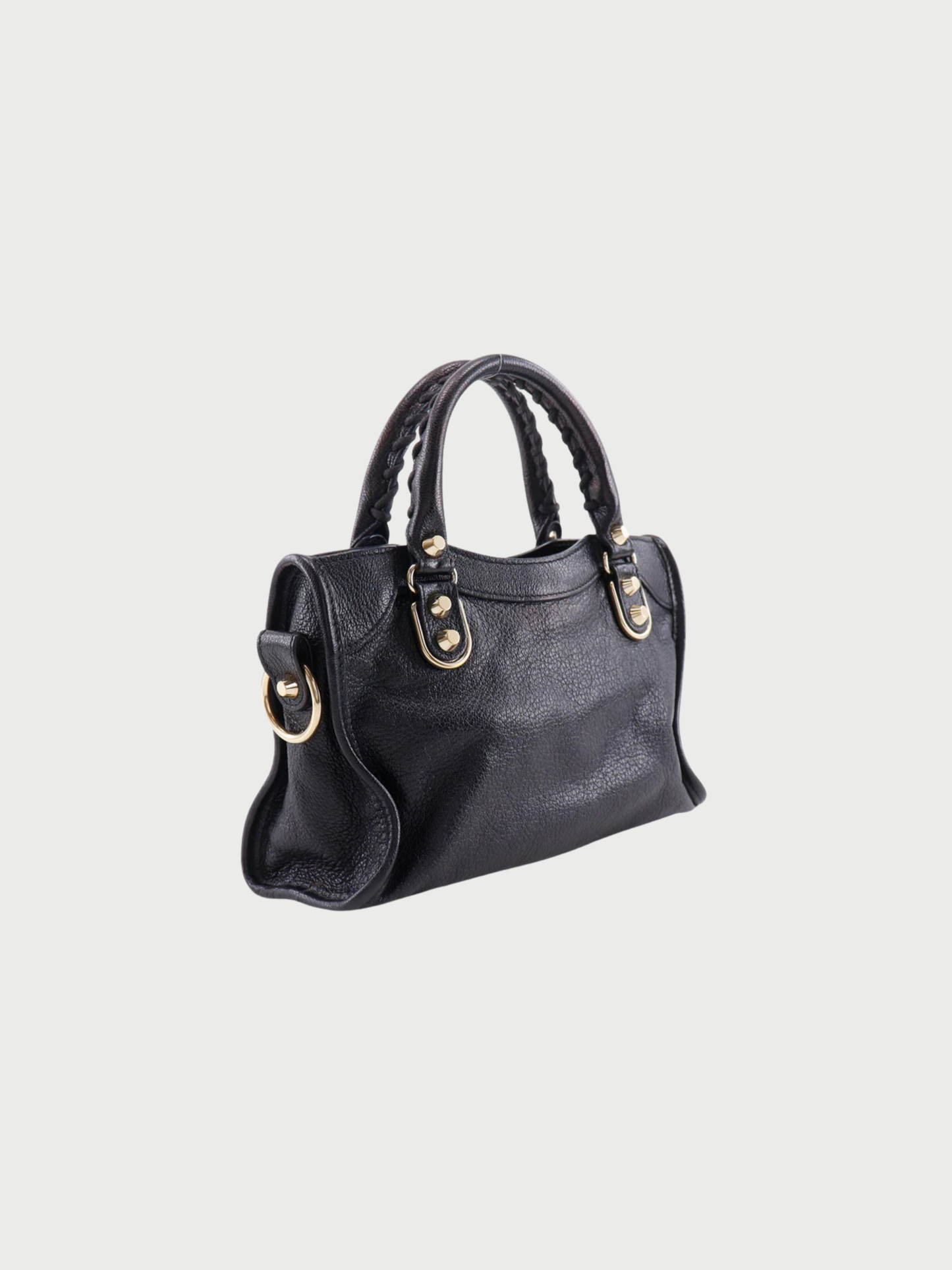 Balenciaga 2010s Black Leather Giant Mini City Handbag