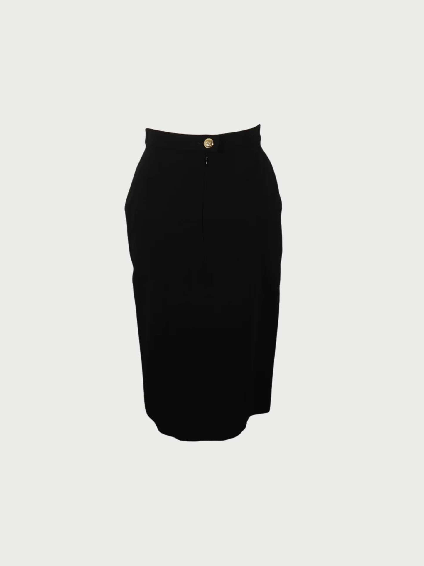 Chanel 1990s Black Wool Tight Classic Skirt