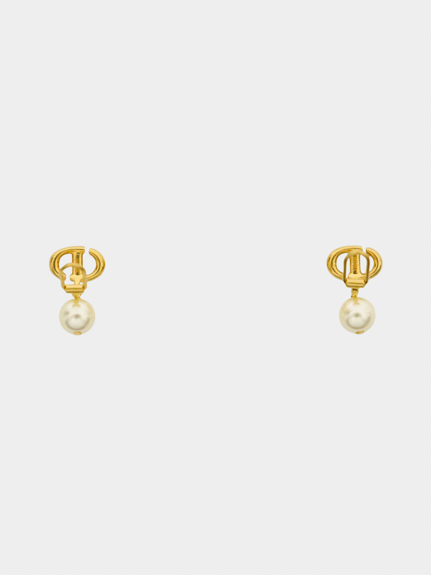 Christian Dior 2000s Gold CD Pearl Earrings