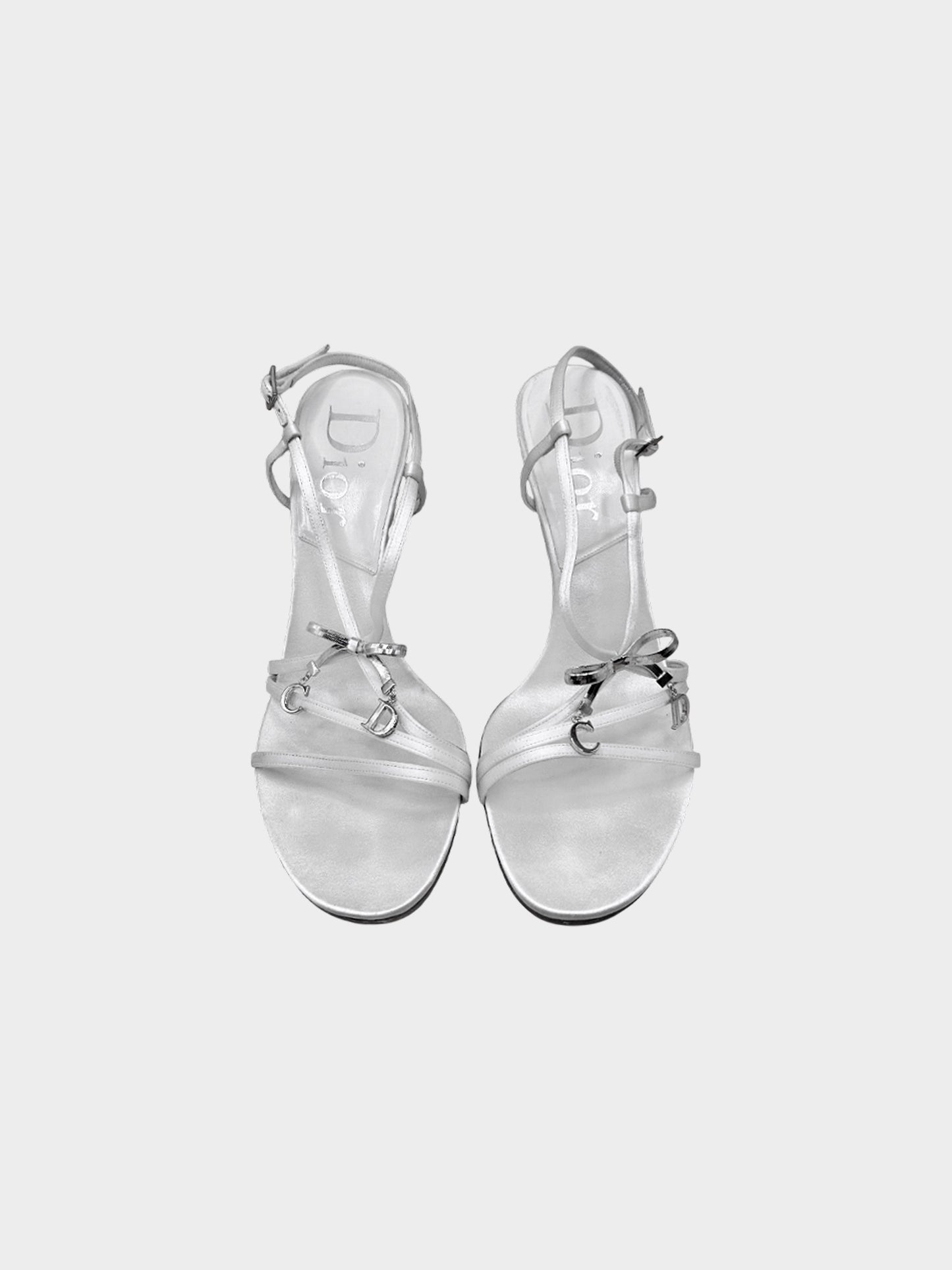Christian Dior 2000s Silver White Satin Bow Heels