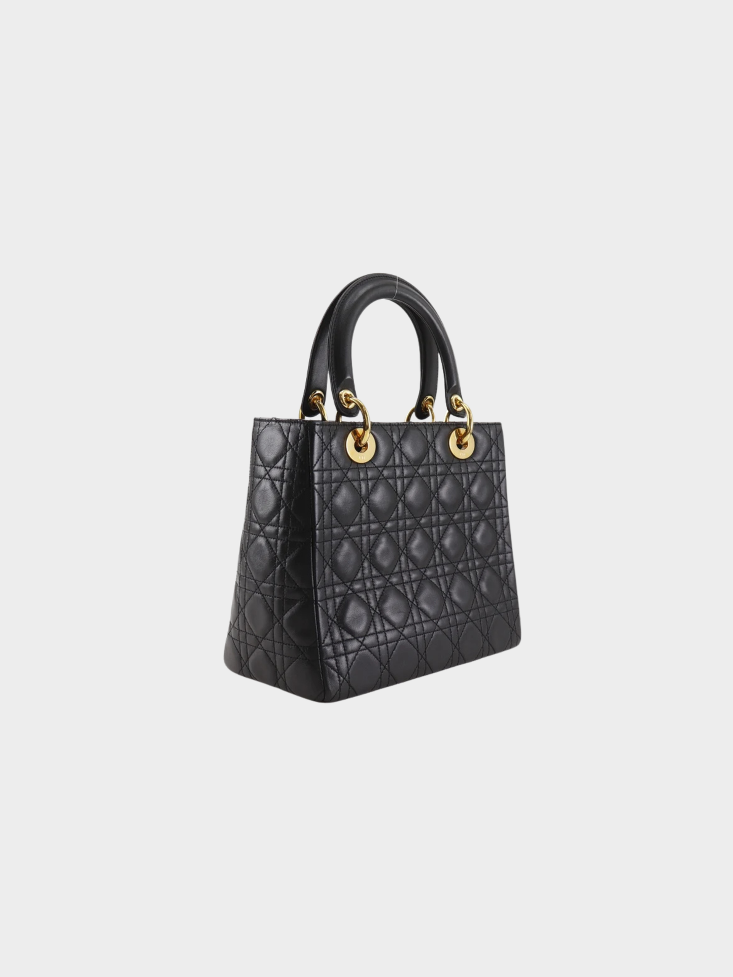 Dior 2020s Black Lambskin Cannage Lady Dior Handbag
