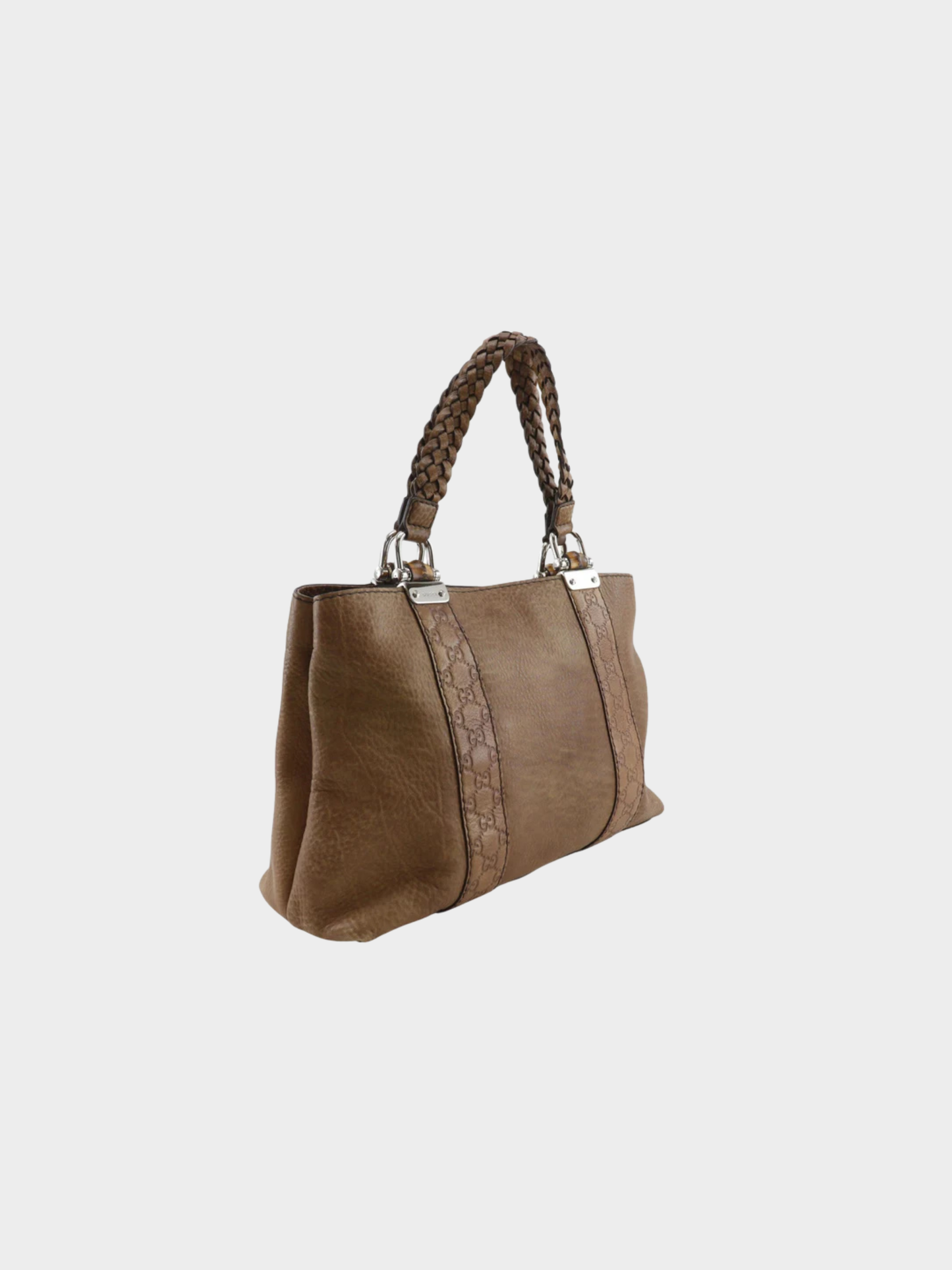 Gucci 2000s Brown GG Bamboo Bar Leather Tote Bag