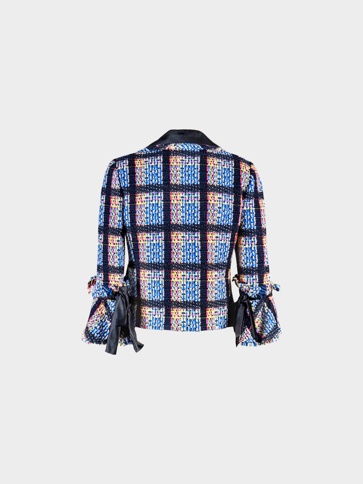 Chanel SS 2009 Multicolored Cotton and Tweed Check Pattern Jacket