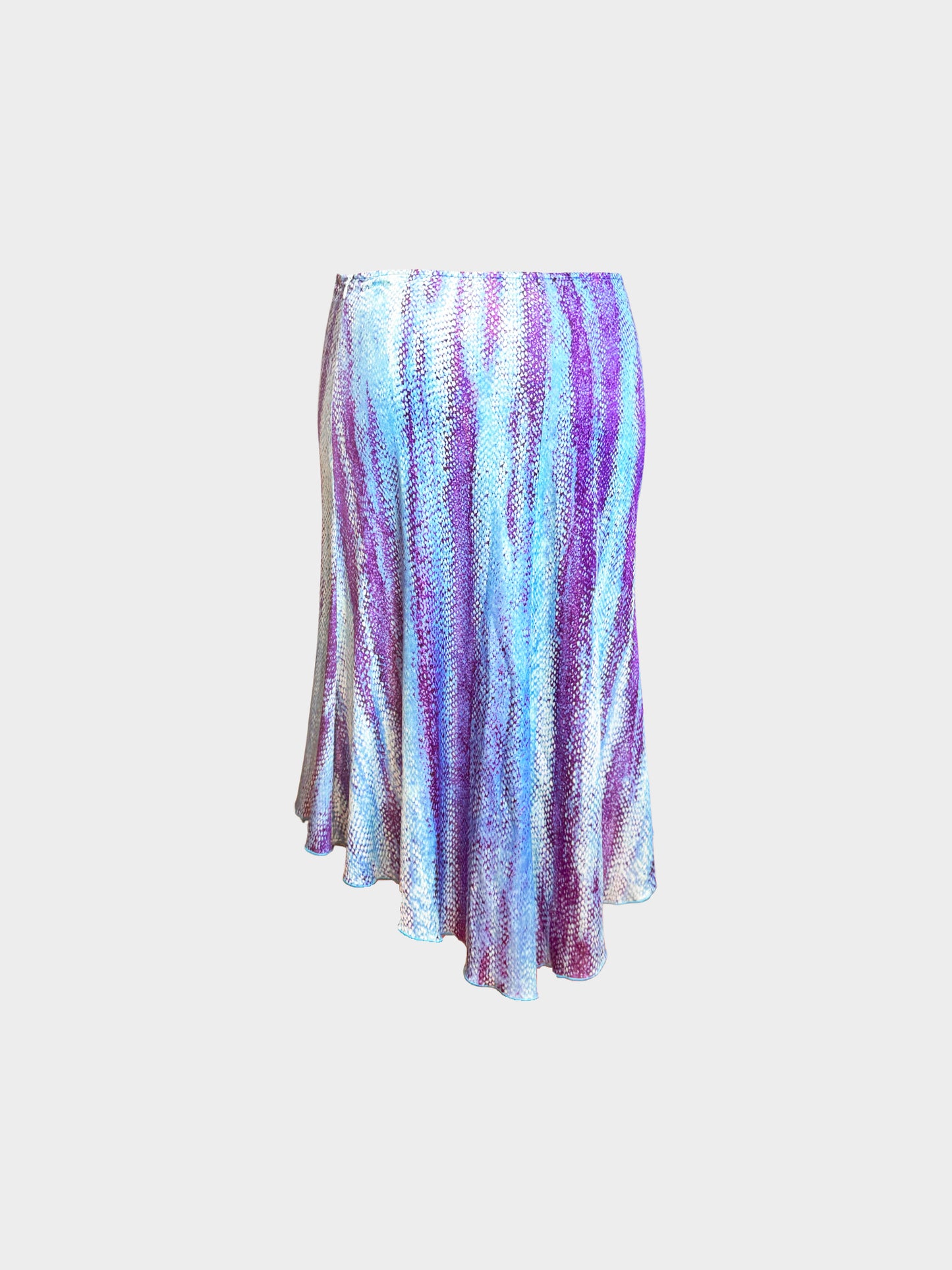 Roberto Cavalli 2000s Blue and Purple Snakeskin Print Skirt
