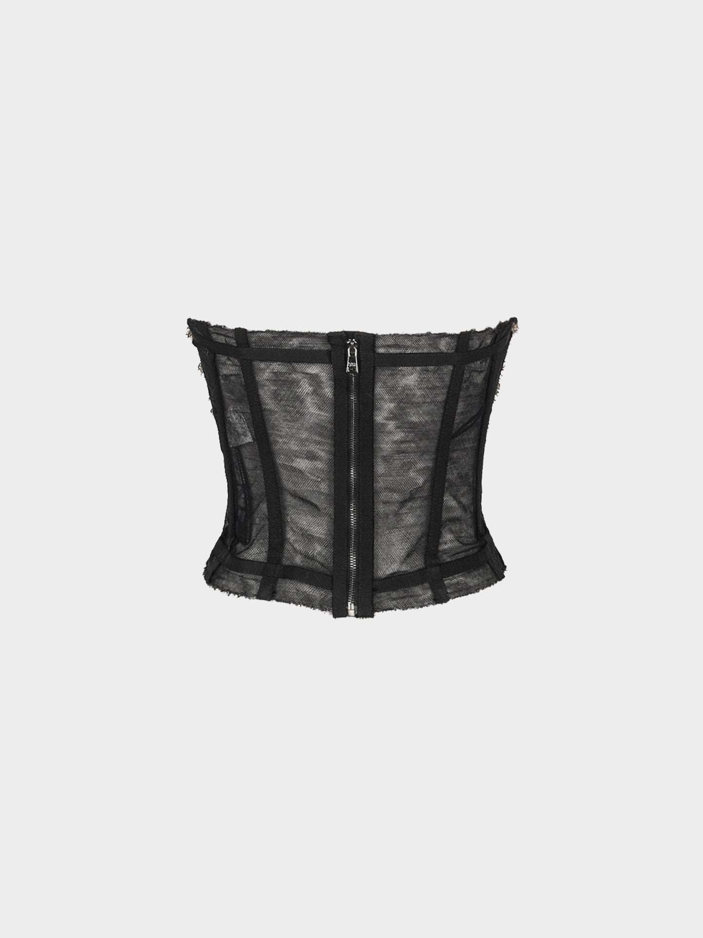 Dolce and Gabbana 2010s Red and Gold Heart Tulle Bustier Top