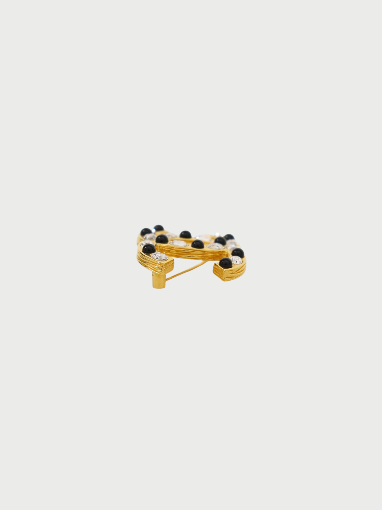Chanel 2000s Gold Black Coco Rhinestone Brooch