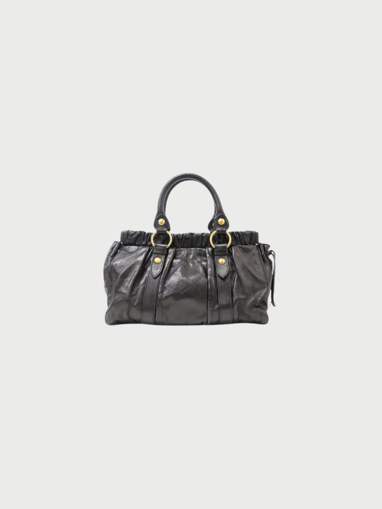 Miu Miu 2010s Black Vitello Lux Leather Logo 2Way Bag