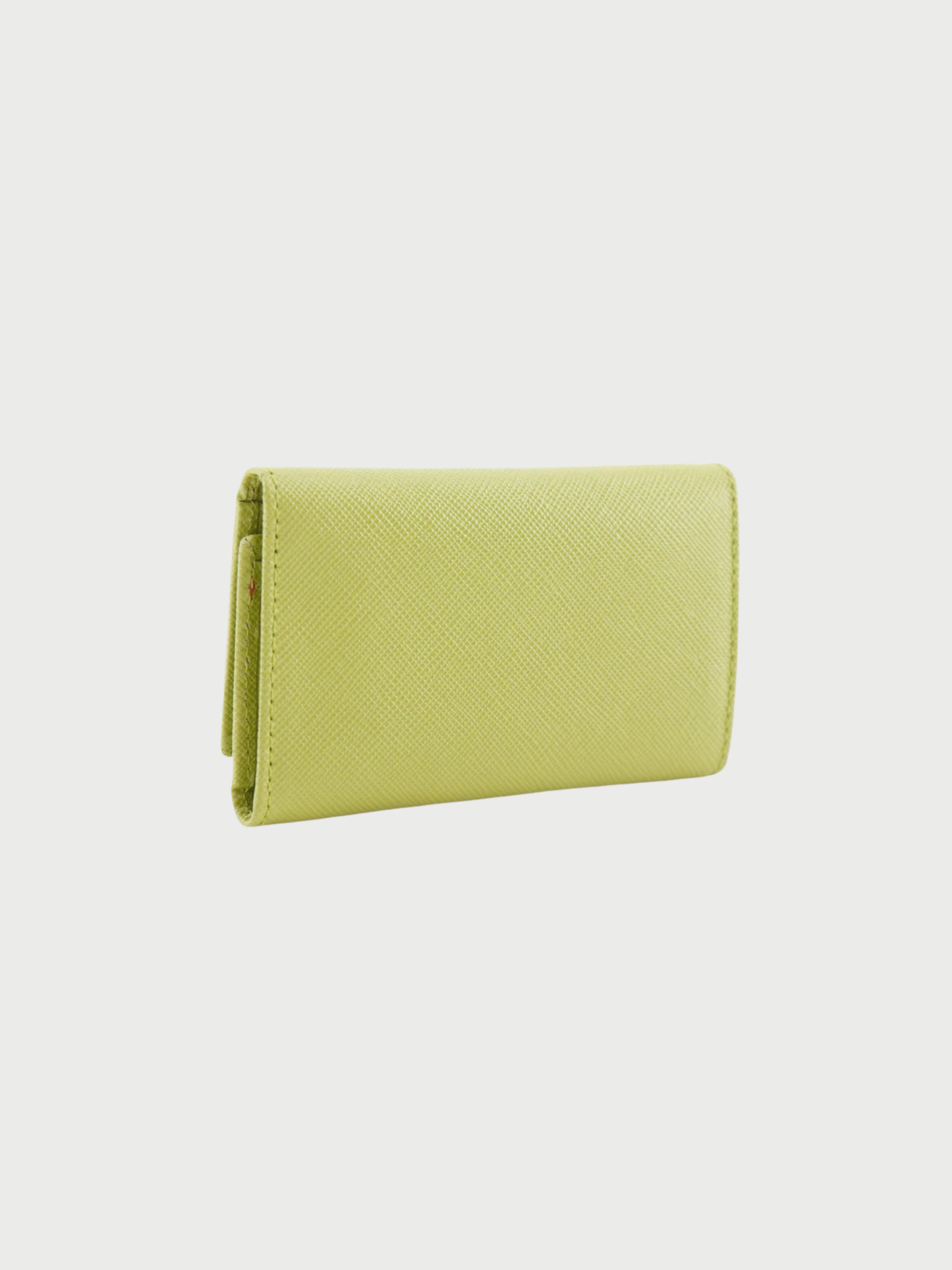 Prada SS 2020 Green Saffiano Leather Triangle Logo Key Case