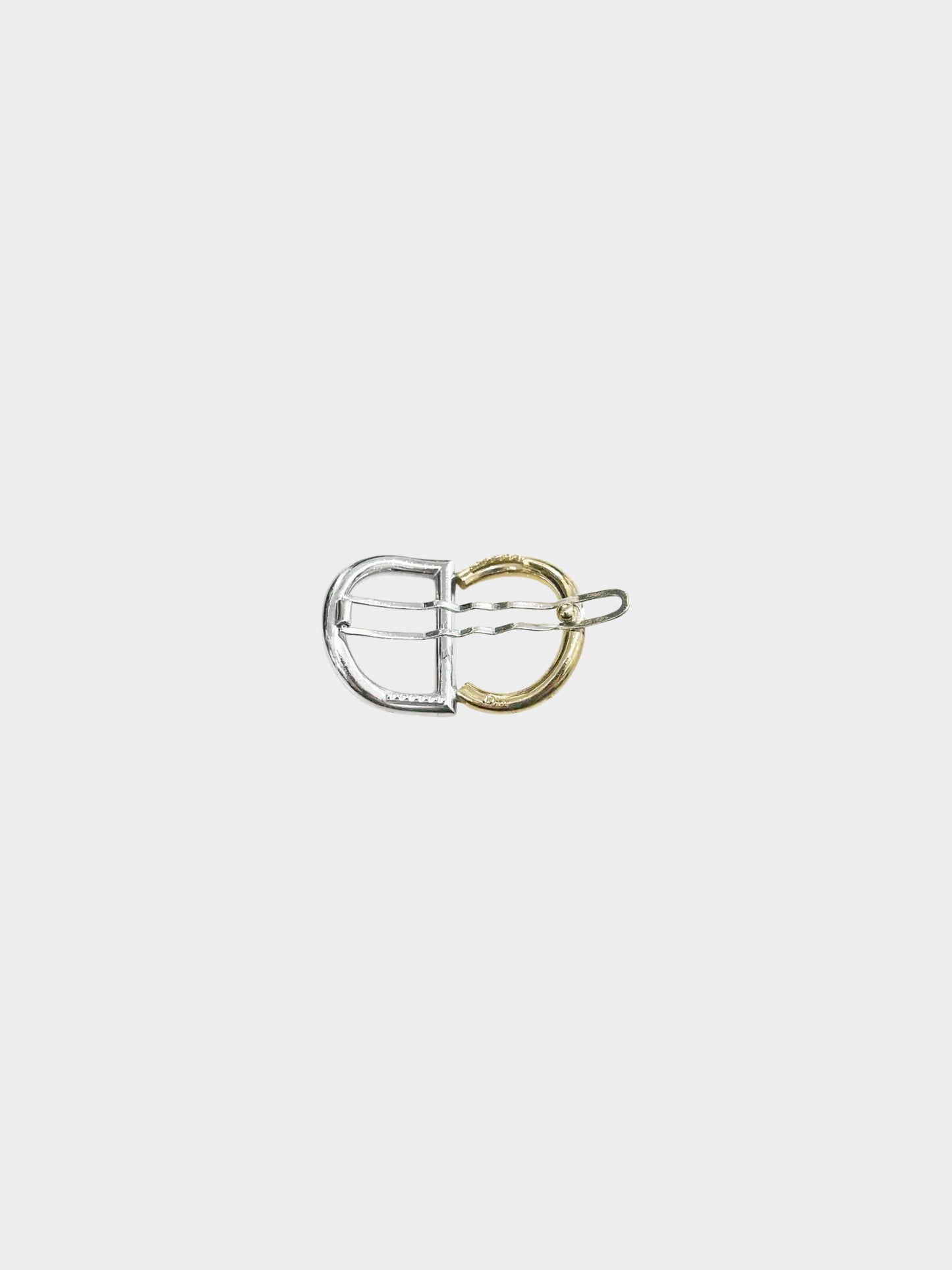Christian Dior 1990s Gold and Silver CD Logo Barrette Clip