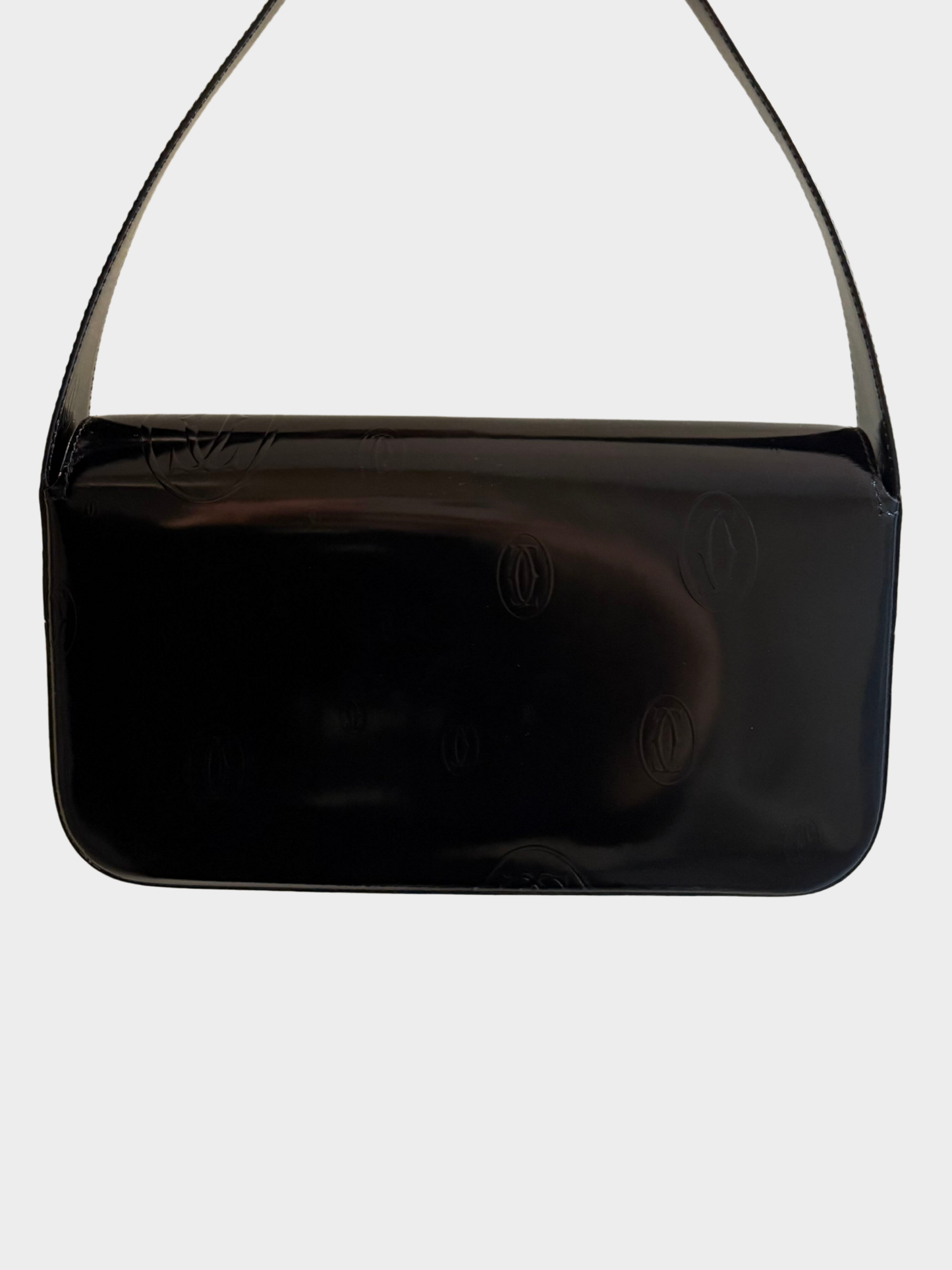 Cartier 2000s Onyx Black Patent Calfskin Happy Birthday Shoulder Bag