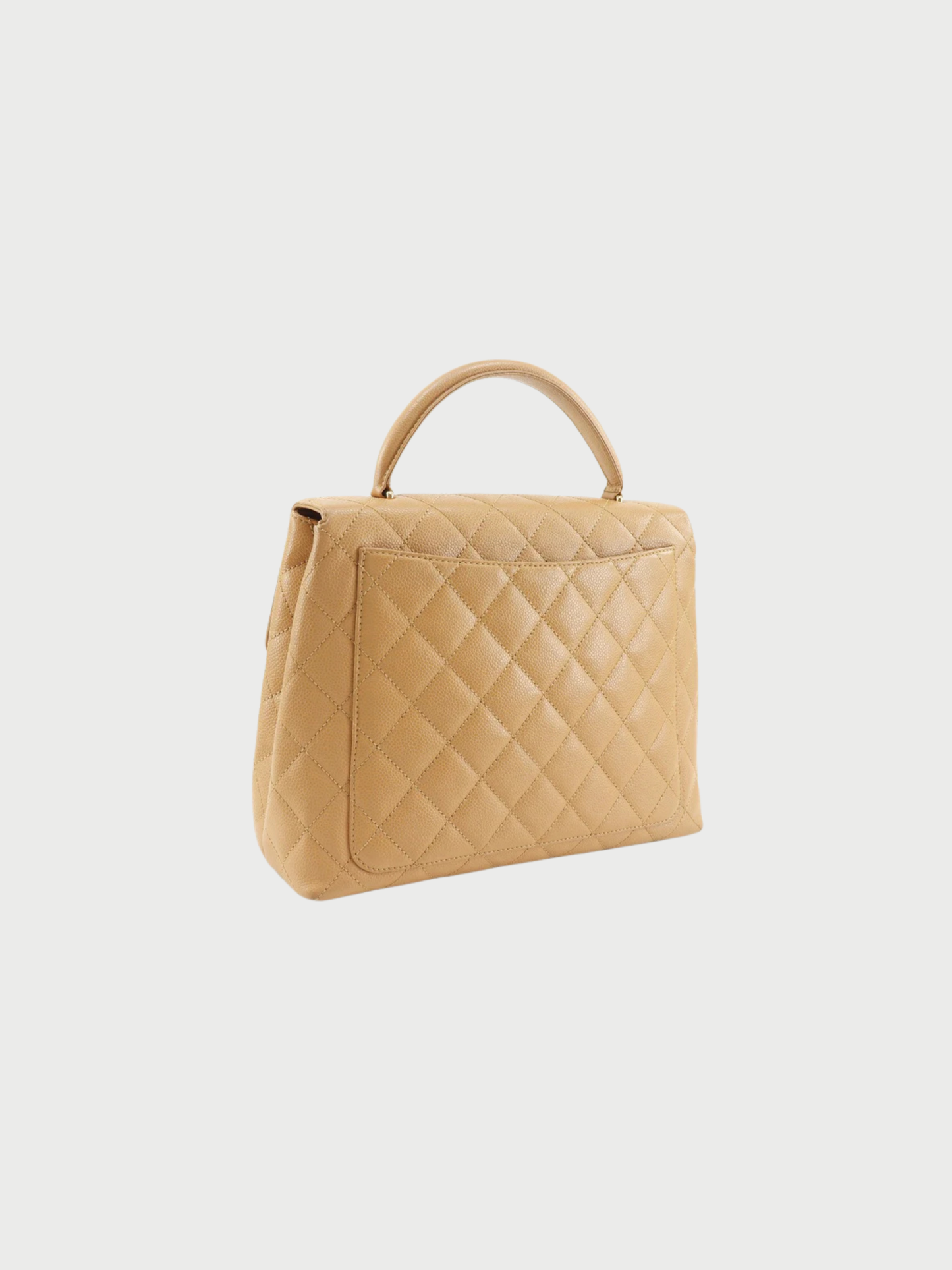 Chanel 2000s Beige Caviar Leather Matelassé Top Handle Bag