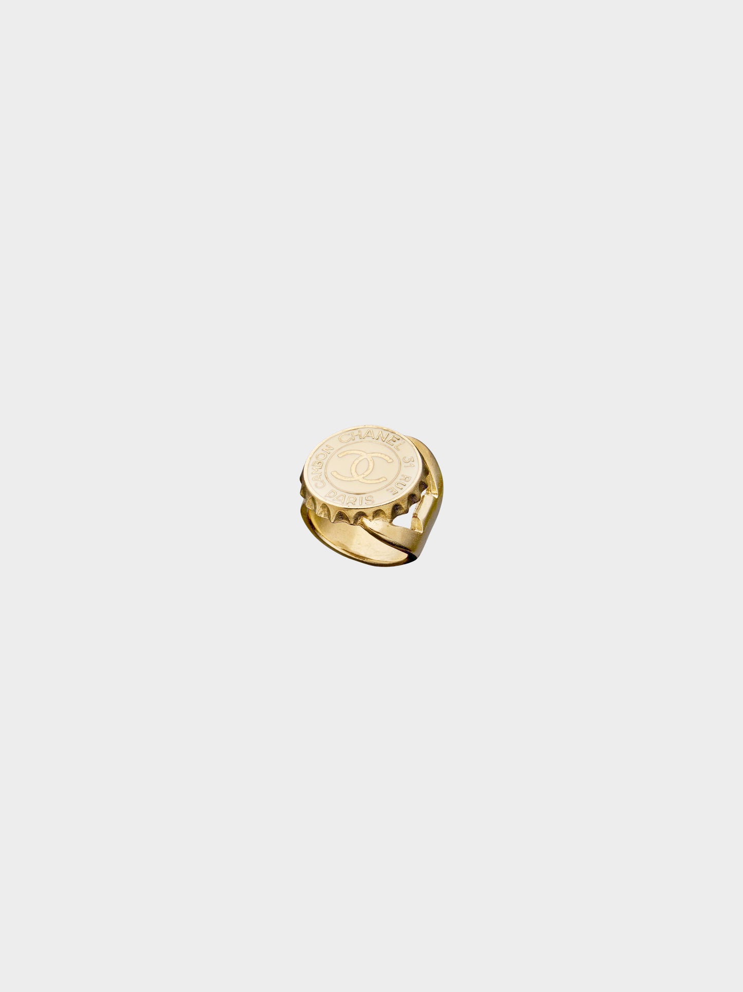 Chanel SS 2006 Matte Gold and Silver Bottle Cap CC Ring Set