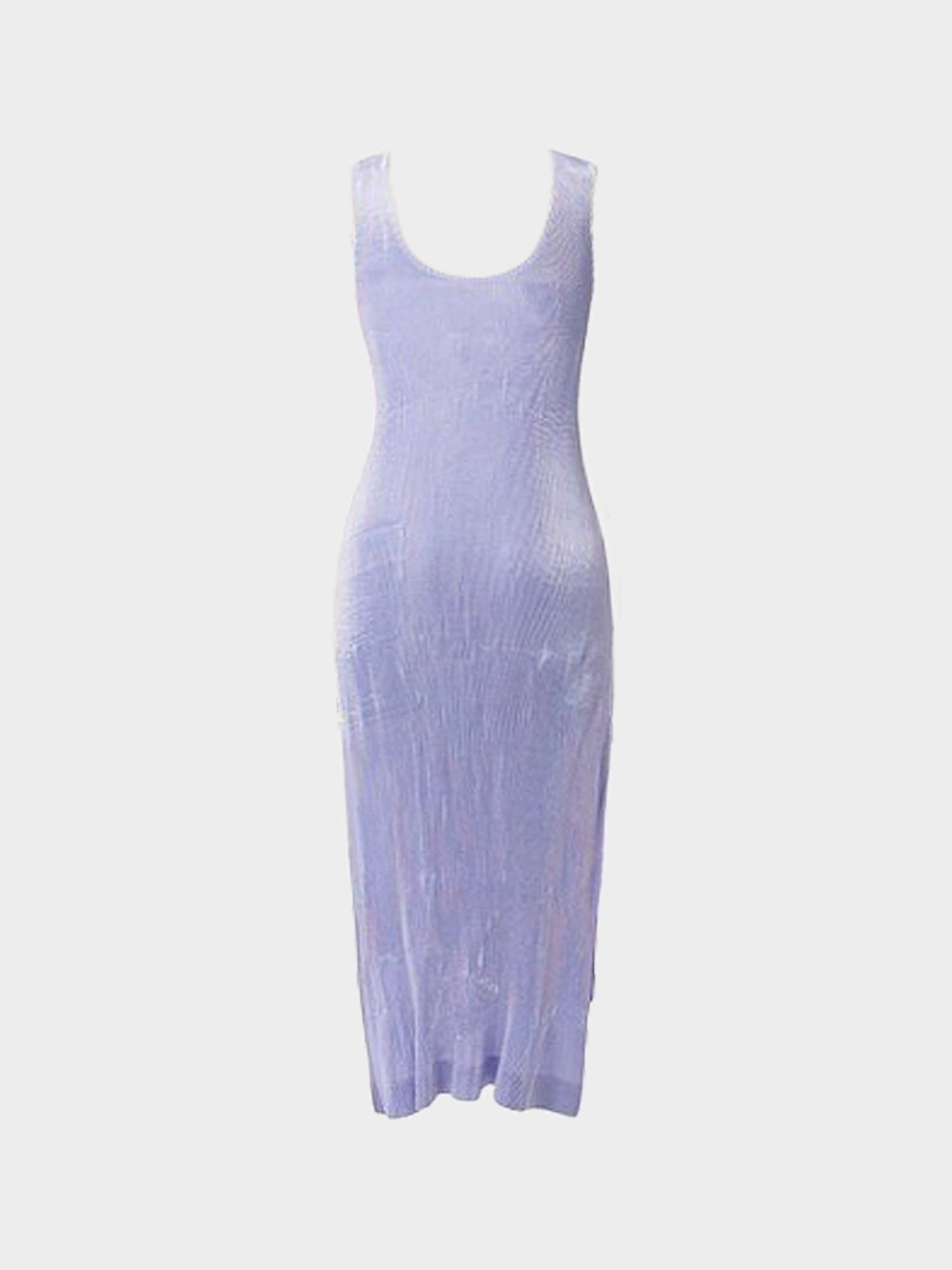 Issey Miyake 1990s Rare Lavender Pleated Satin Silk Apron Dress