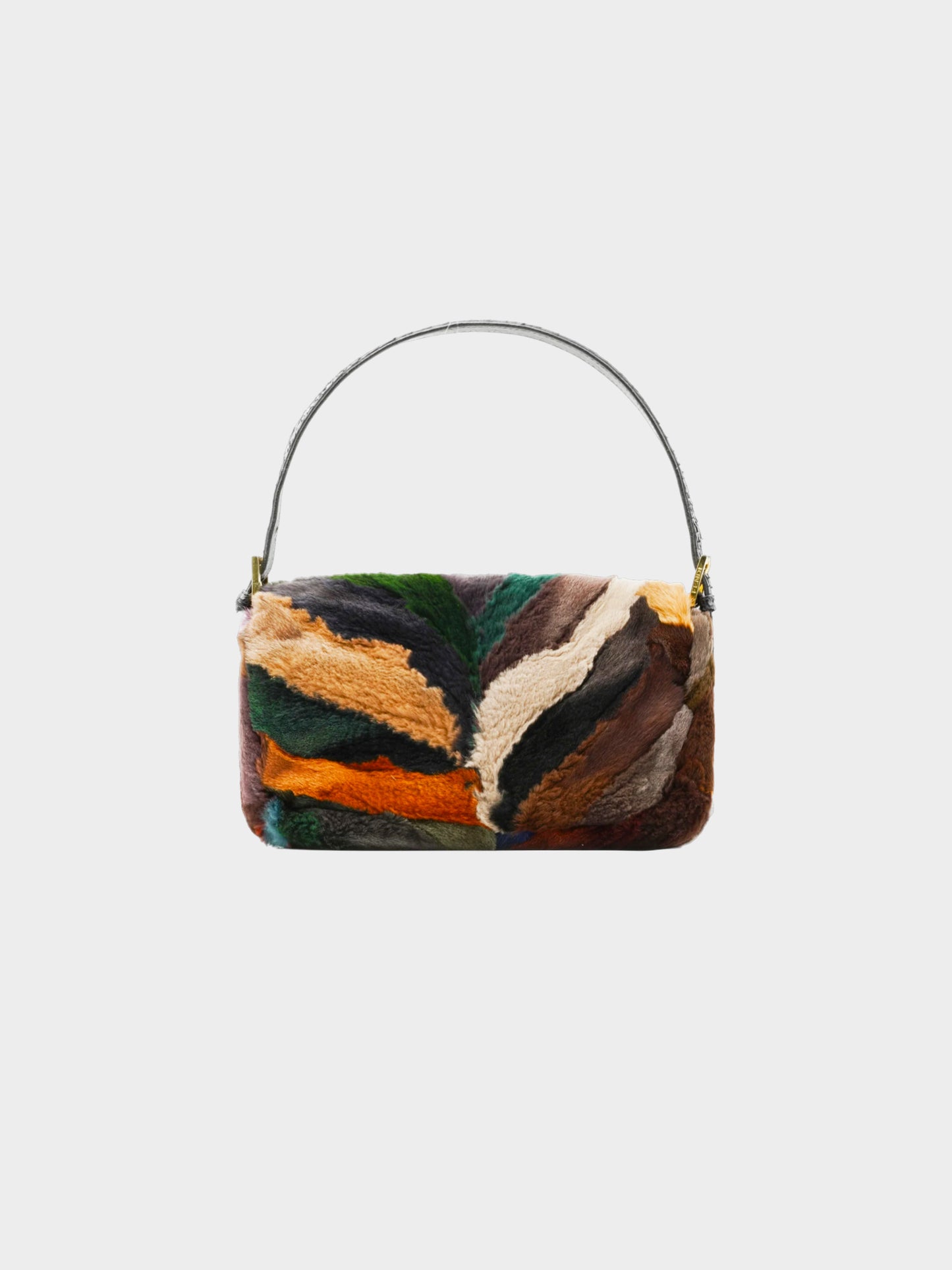 Fendi 2000s Multicolor Mink Fur and Leather Baguette Bag