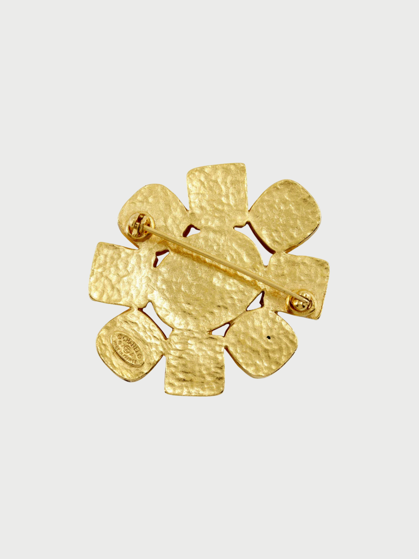 Chanel 1997 Gold Plated Oval COCO Mark Brooch