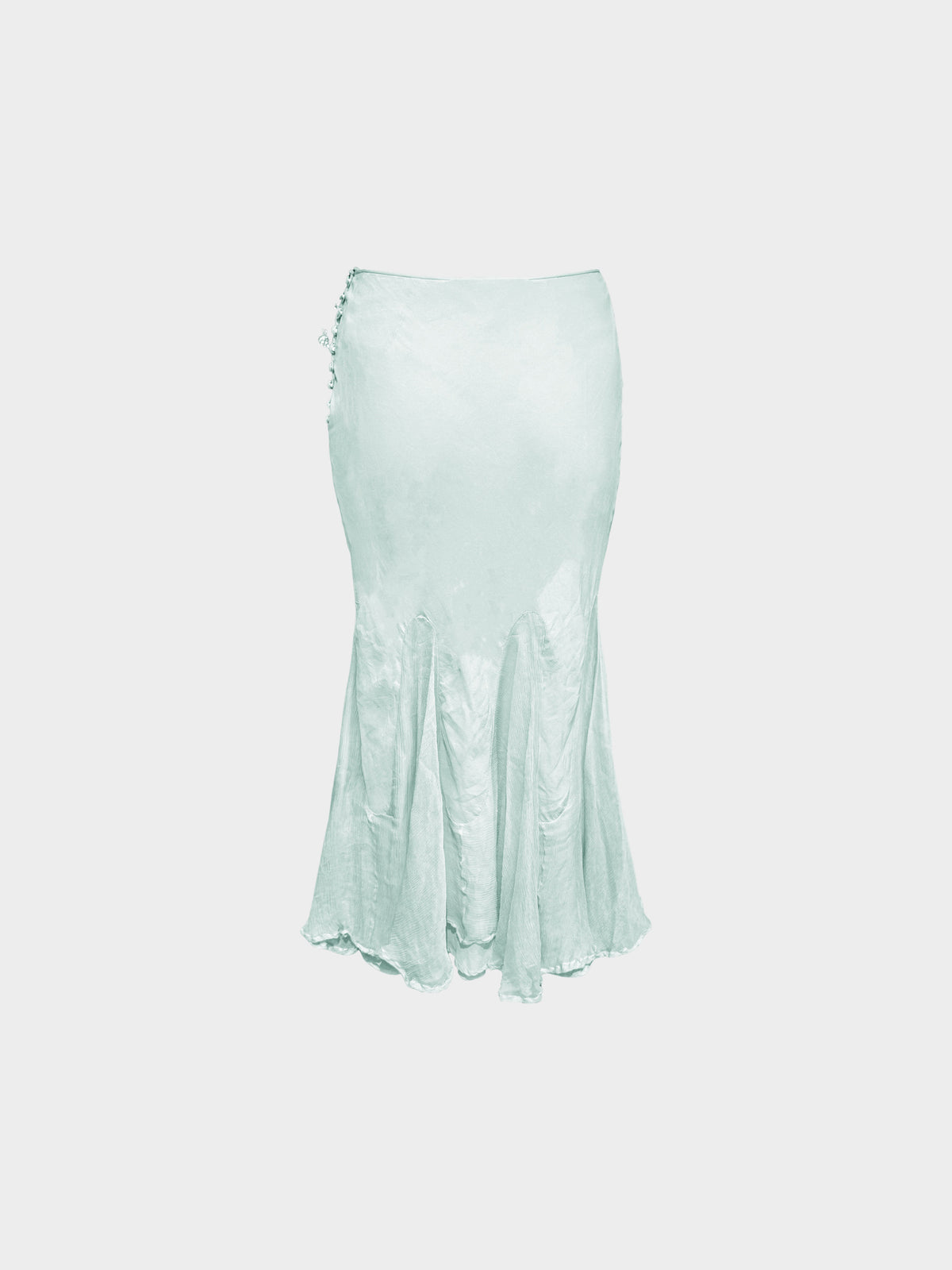 John Galliano Late 1990s Blue Silk Flared Mermaid Long Skirt
