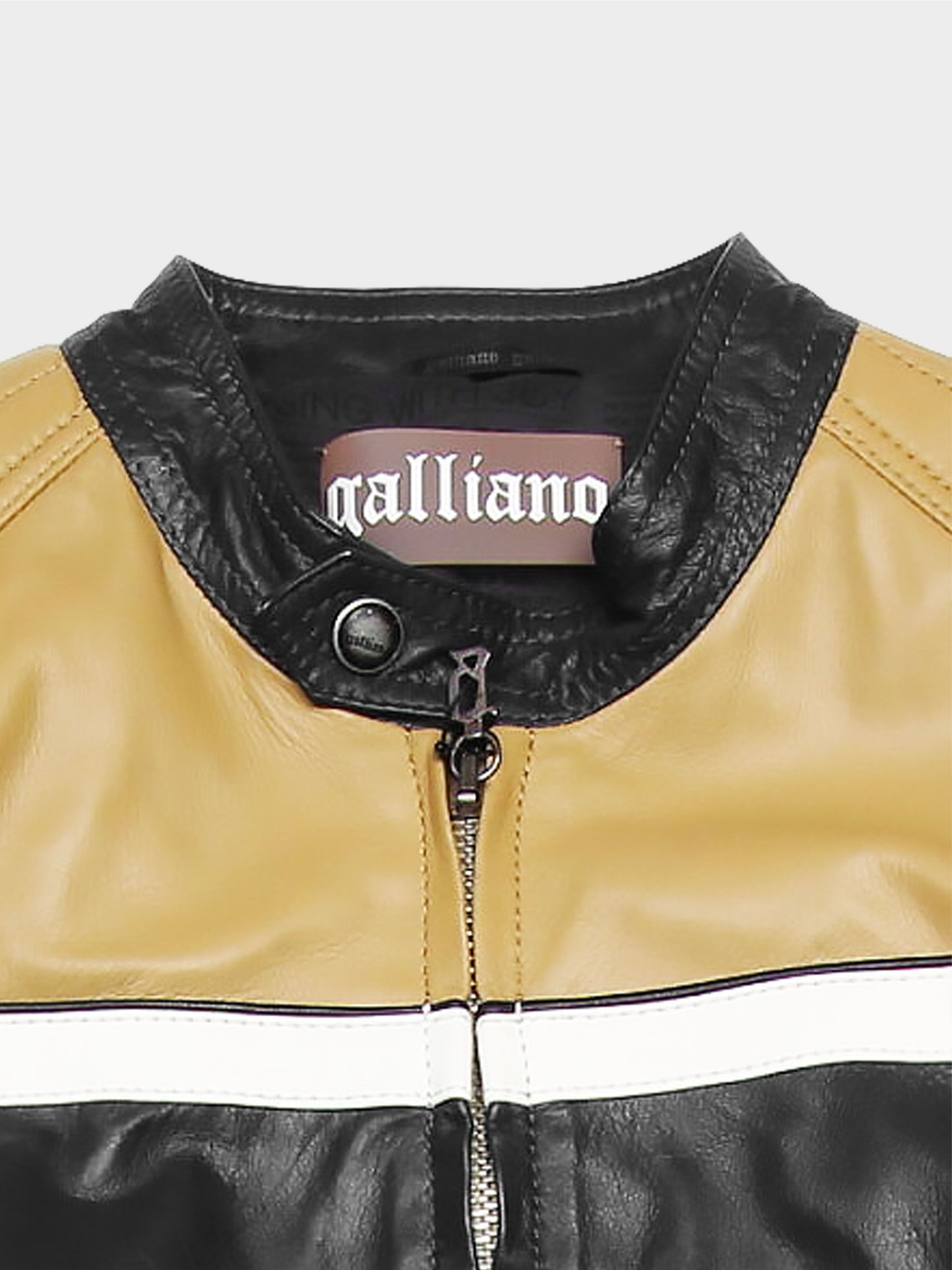 John Galliano 2000s Tri-color Rider Leather Jacket