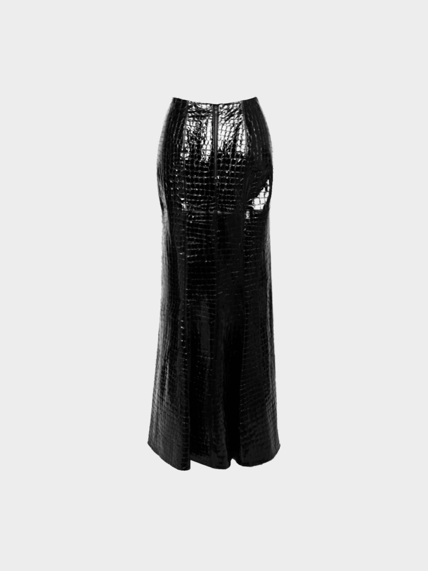 Azzedine Alaïa 2011 Black Crocodile-embossed Leather Skirt