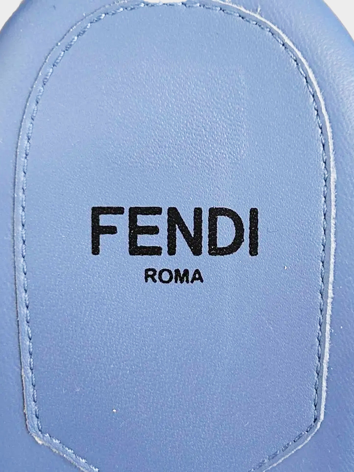 Fendi 2020s Blue Baguette Mink Fur Leather Slides