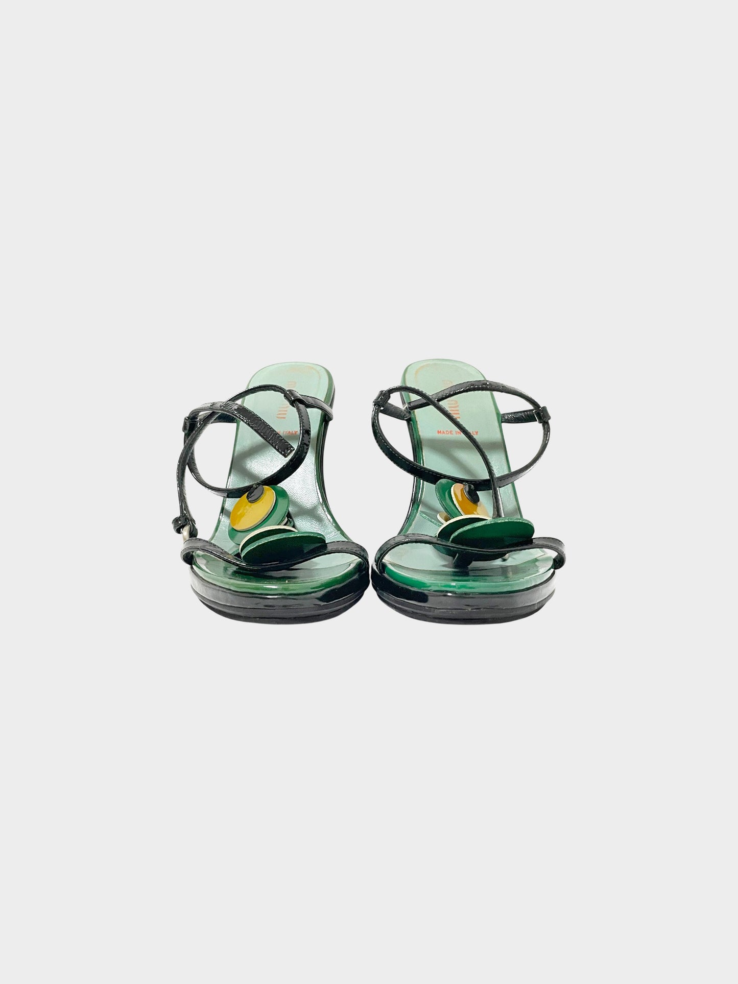 Miu Miu SS 2003 Green Foresta Patent Leather Wedge Heels