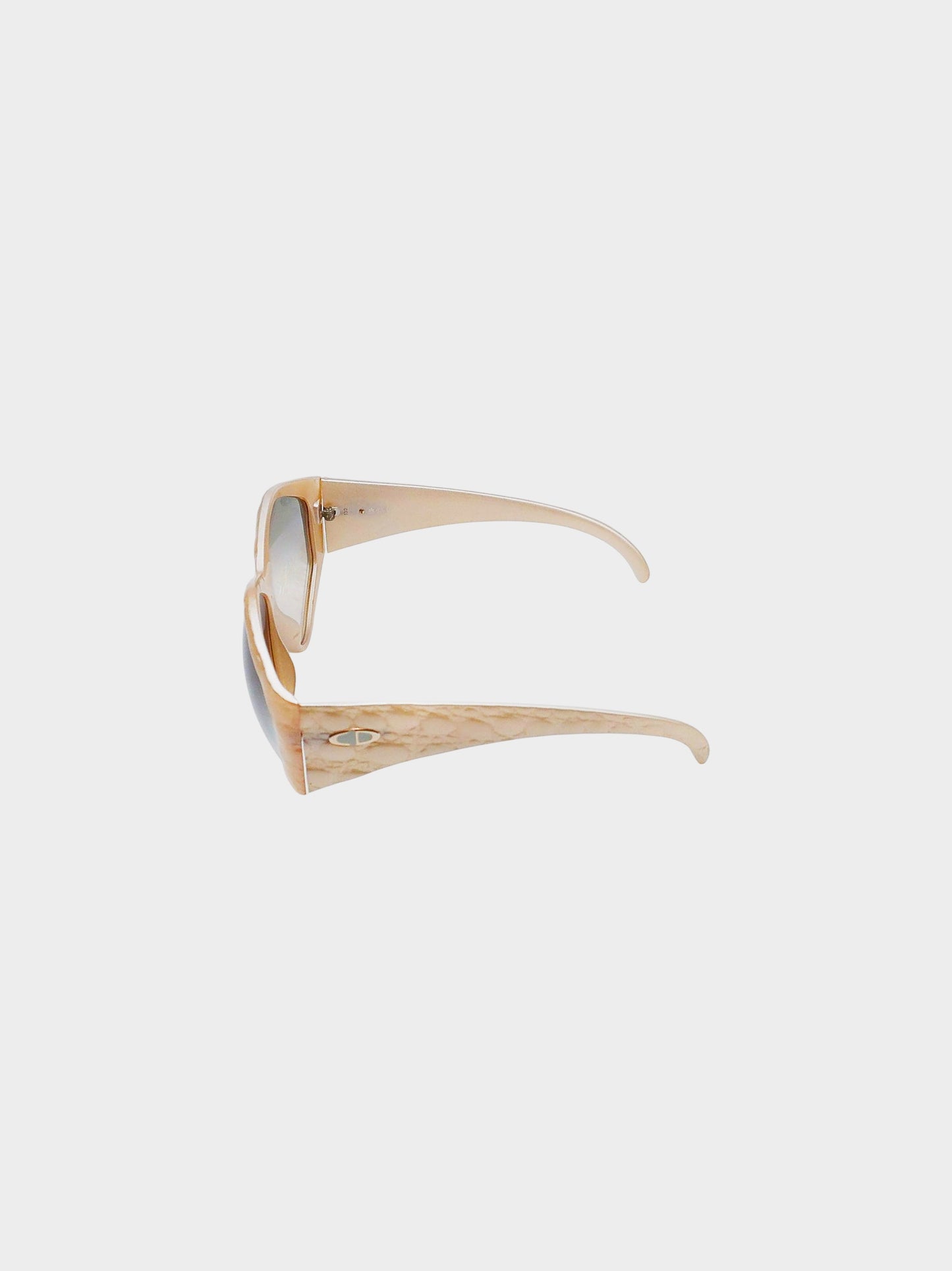 Christian Dior 1990s Beige Exotic Geometric Sunglasses