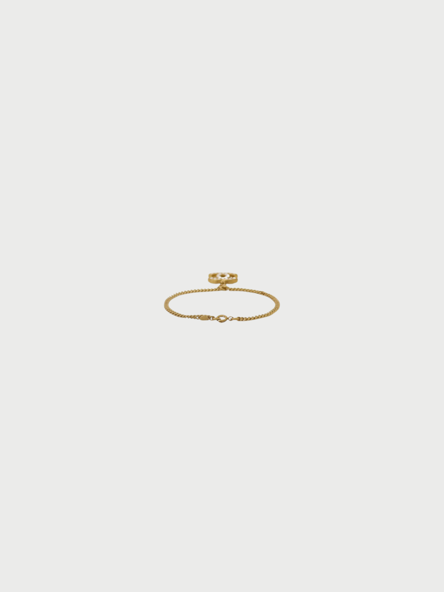 Chanel 2000s Gold White Plated Metal Rhinestone COCO Logo Bracelet