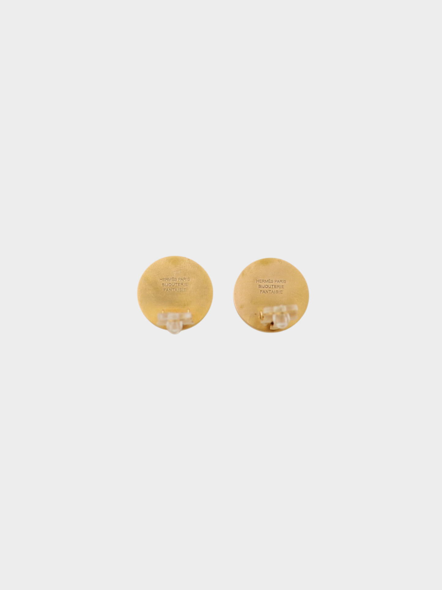 Hermès 2000s Gold White Sellier Shell Earrings