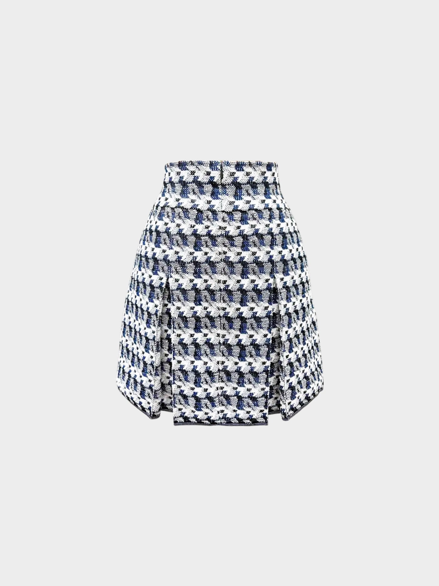 Chanel 2016 Navy, White and Black Pleated Knit Skirt