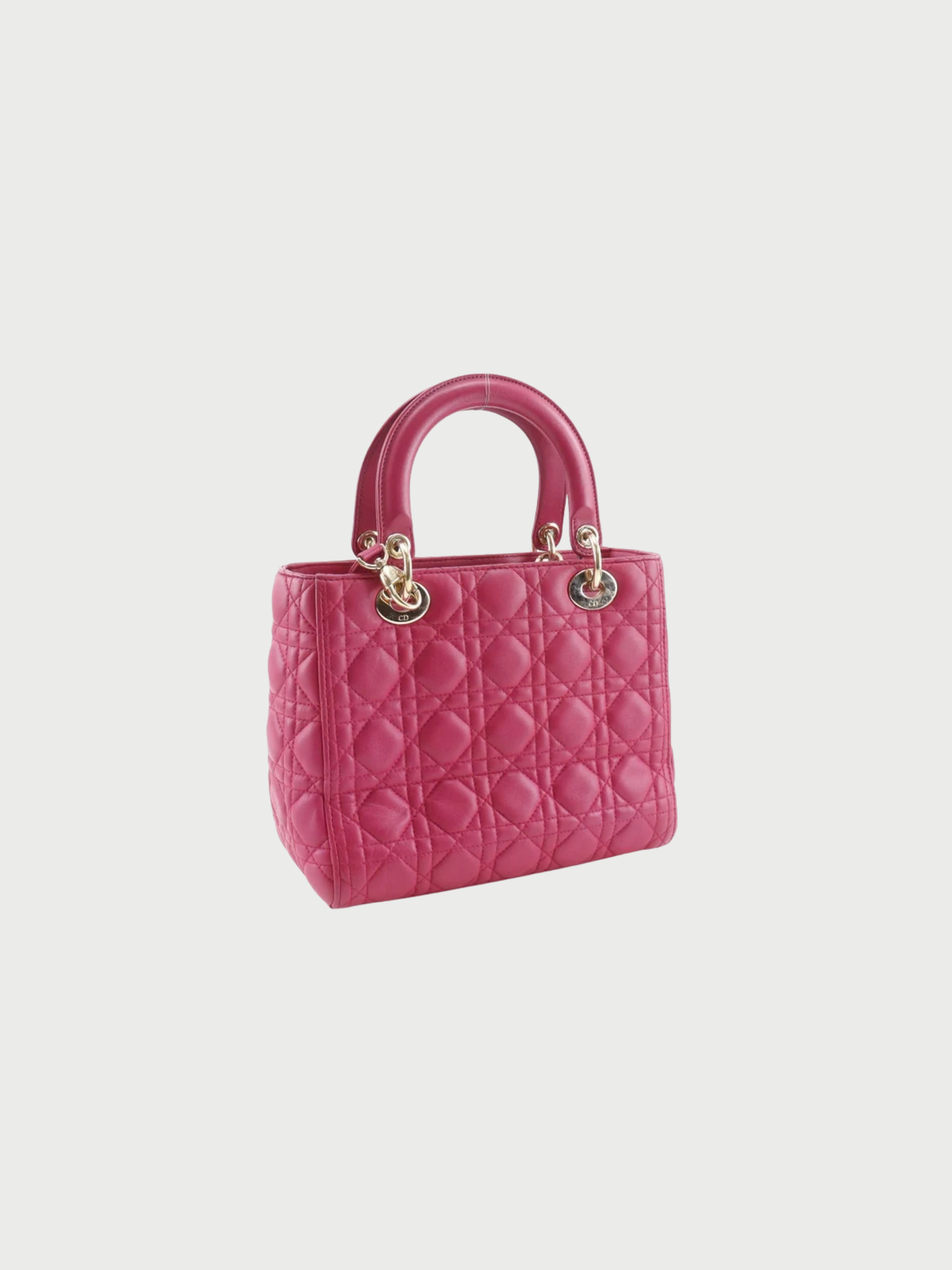 Christian Dior 2010s Raspberry Pink Lambskin Lady Dior Medium Bag