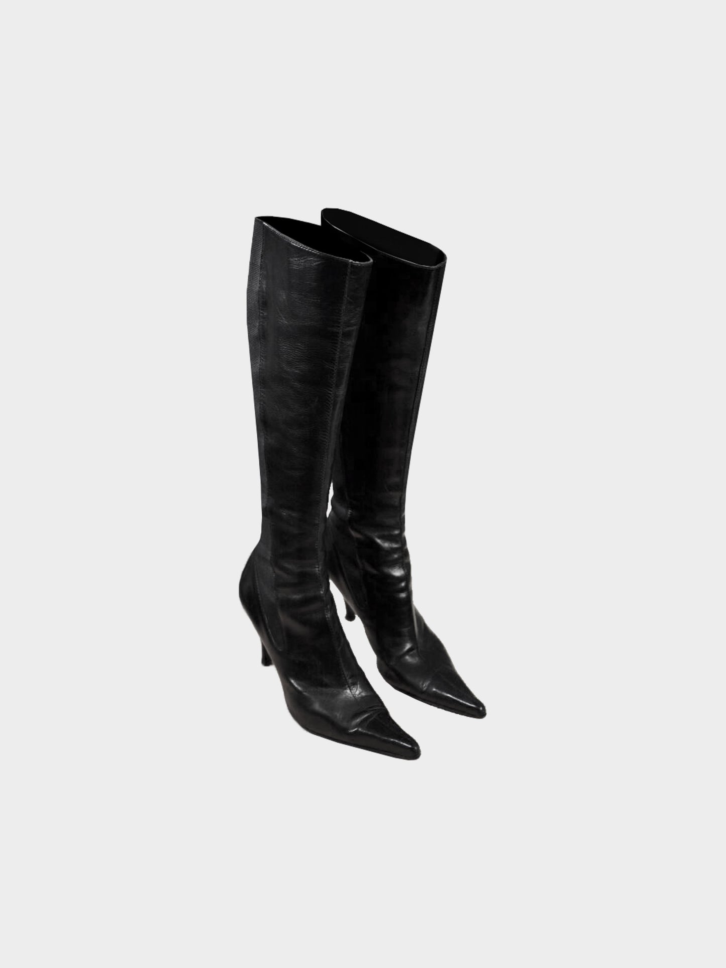 Yves Saint Laurent 2000s Rive Gauche Black Leather Boots