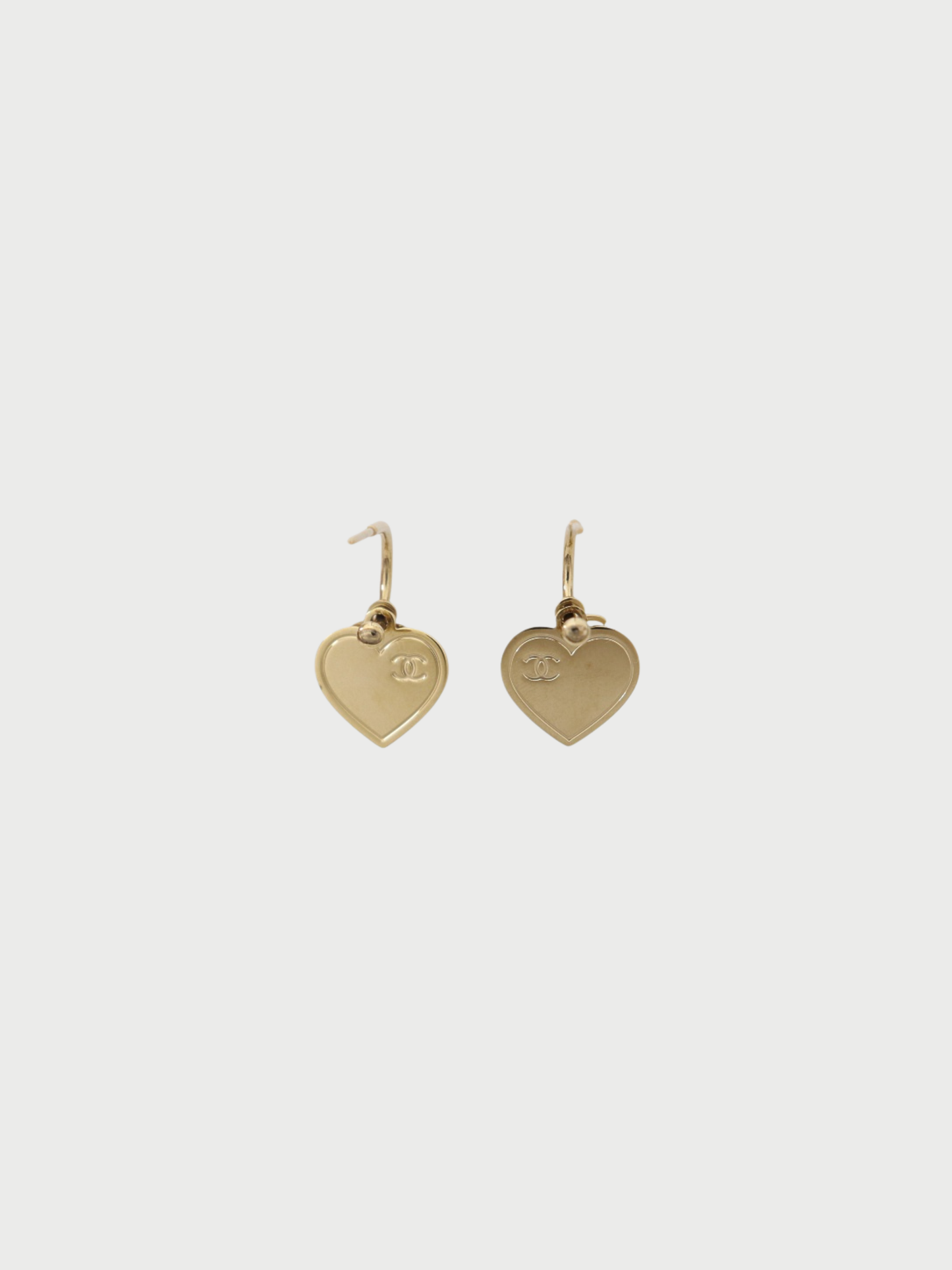 Chanel 2017 Gold Plated Metal COCO Hoop Heart Earrings