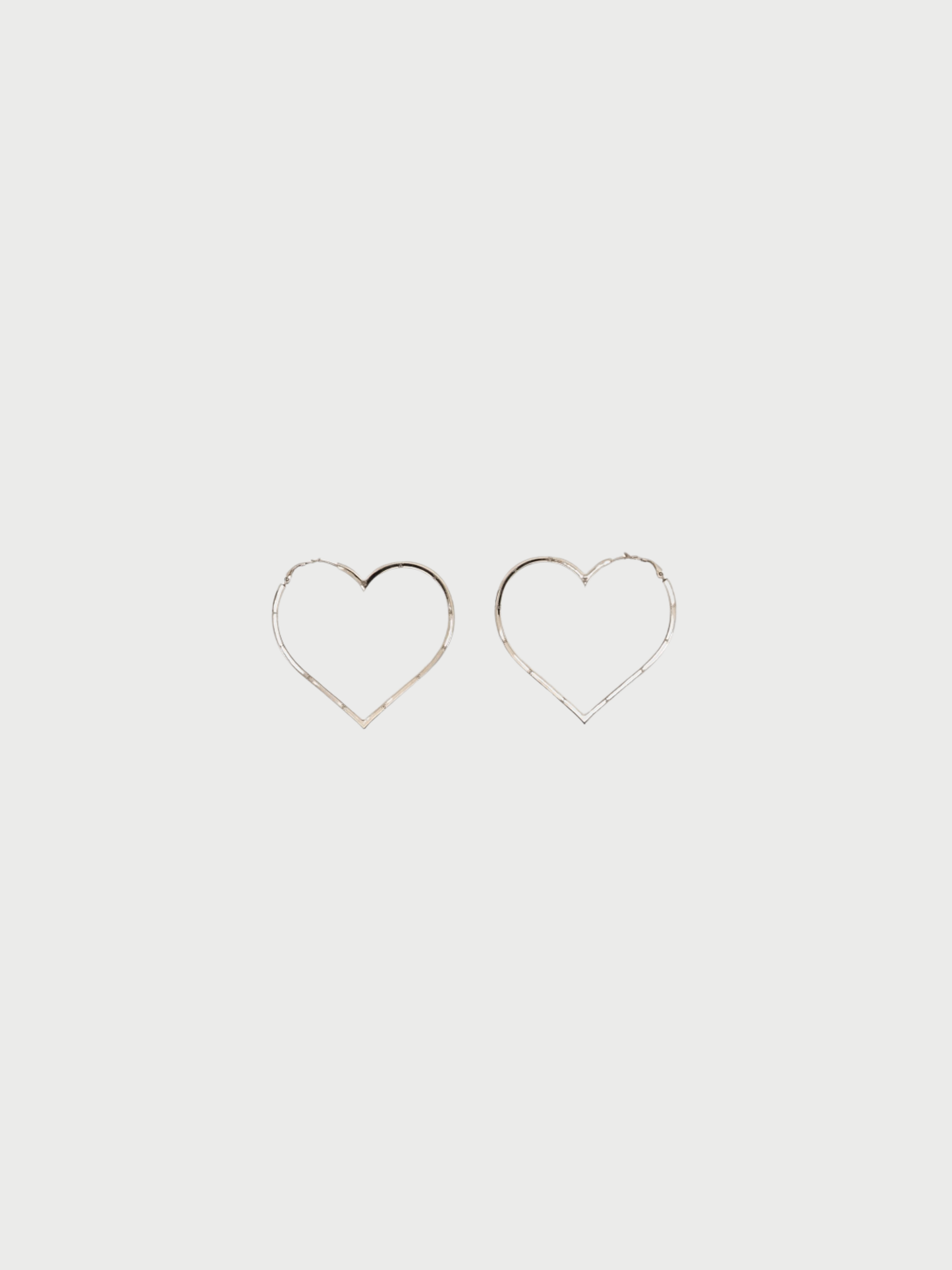 Chanel 2000s Silver Plated Metal Coco Heart Hoop Earrings