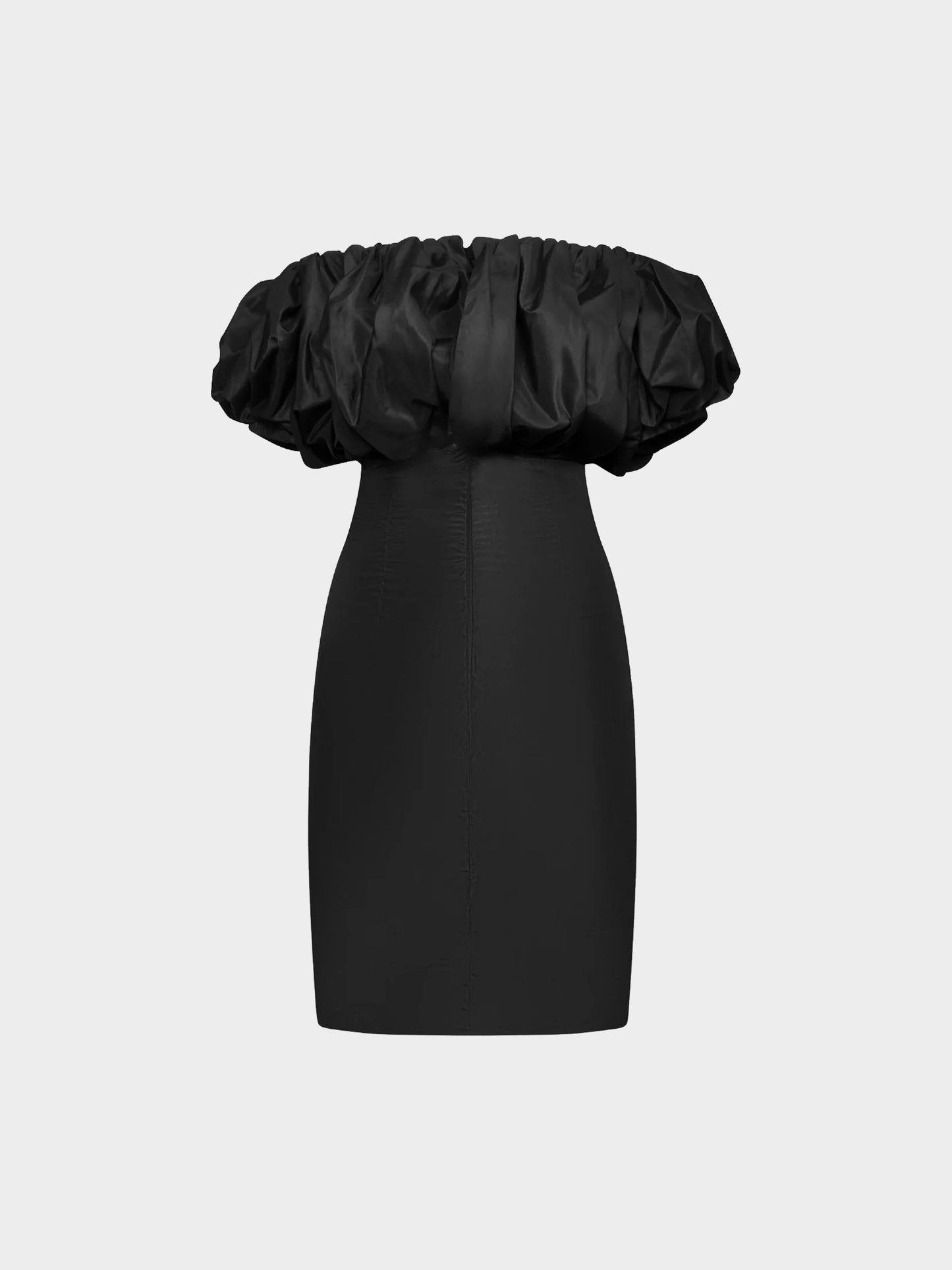 Paco Rabanne 1980s Black Strapless Taffeta Silk Dress