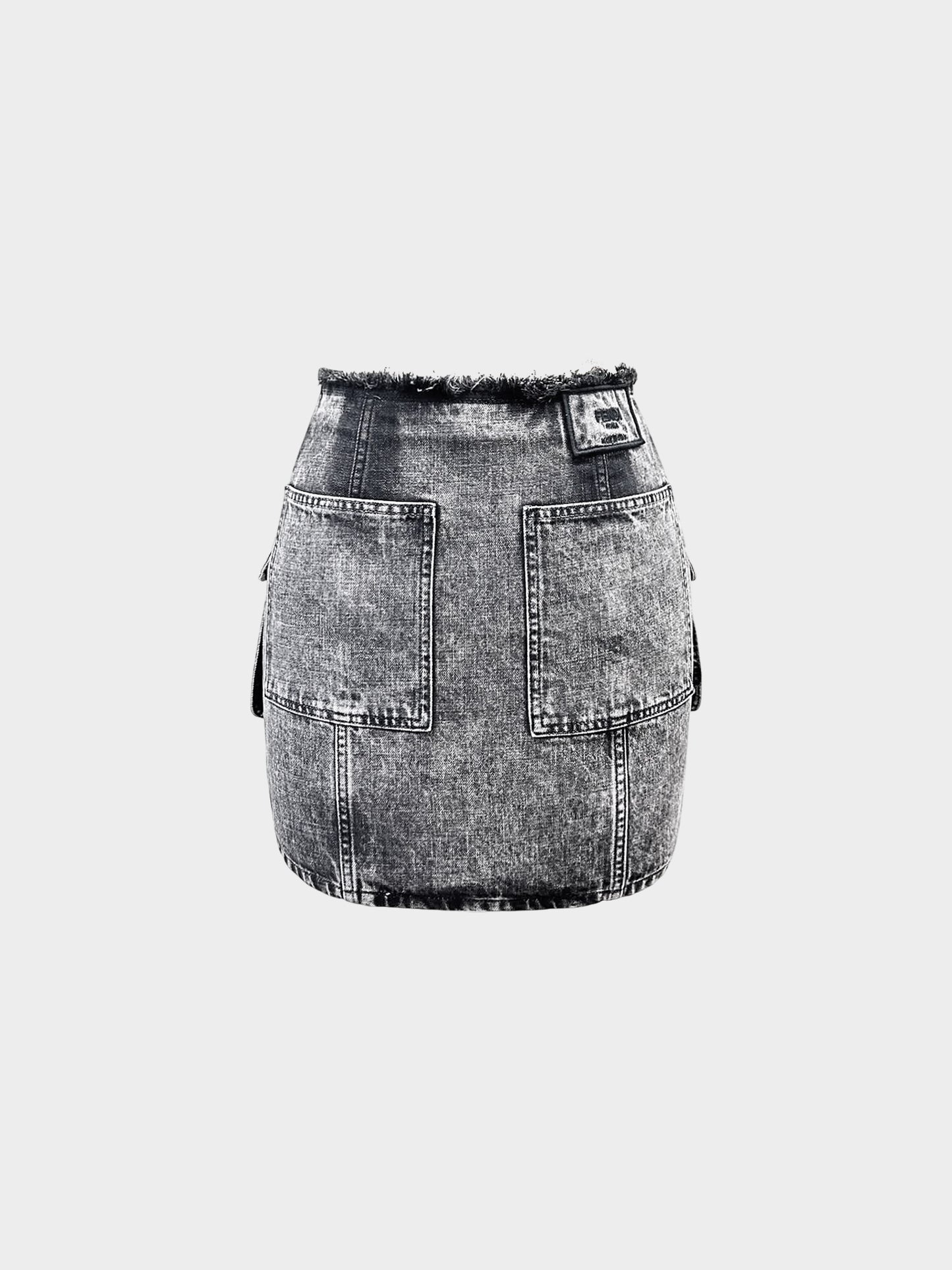 Fendi 2022 Grey Acid Wash Denim Mini Skirt