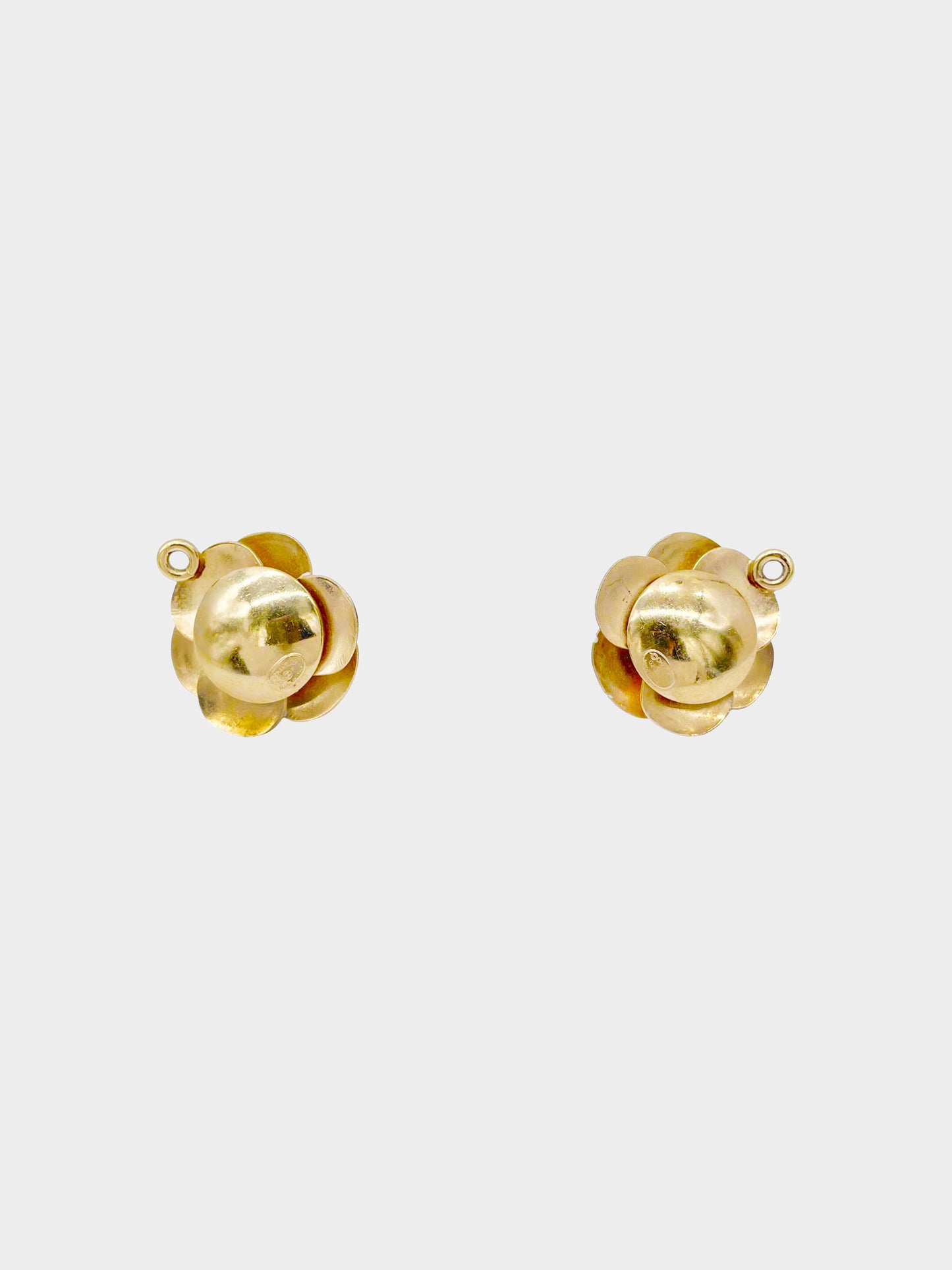 Chanel Spring 2002 White Camellia Flower Hoop Earrings