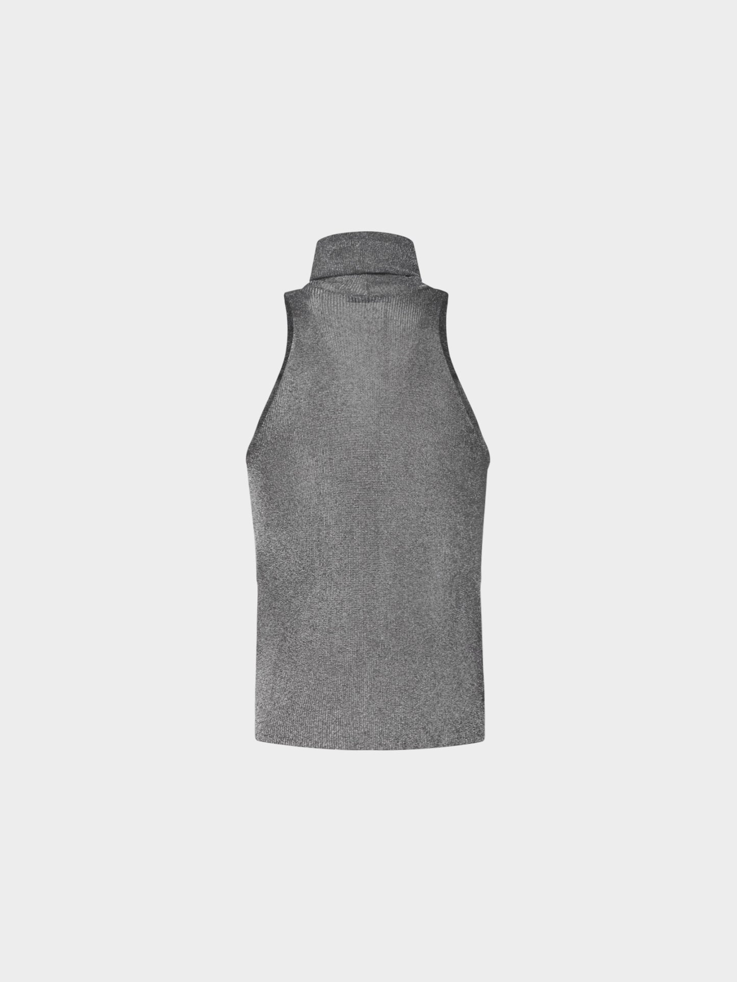 Thierry Mugler FW 2020 Metallic Grey Lurex Turtleneck Top