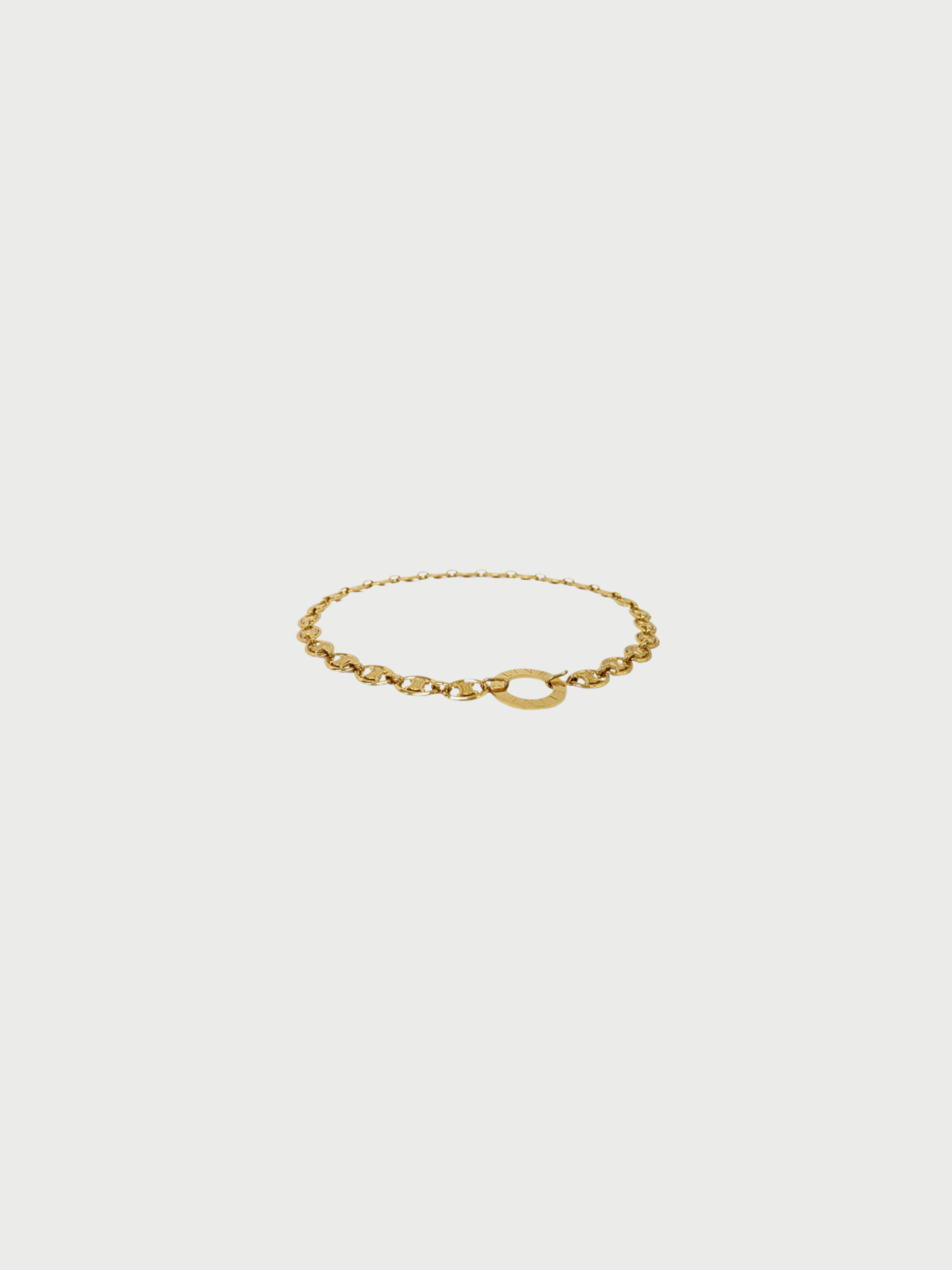Celine 1990s Gold Plated Metal Triomphe Circle Logo Chain Belt