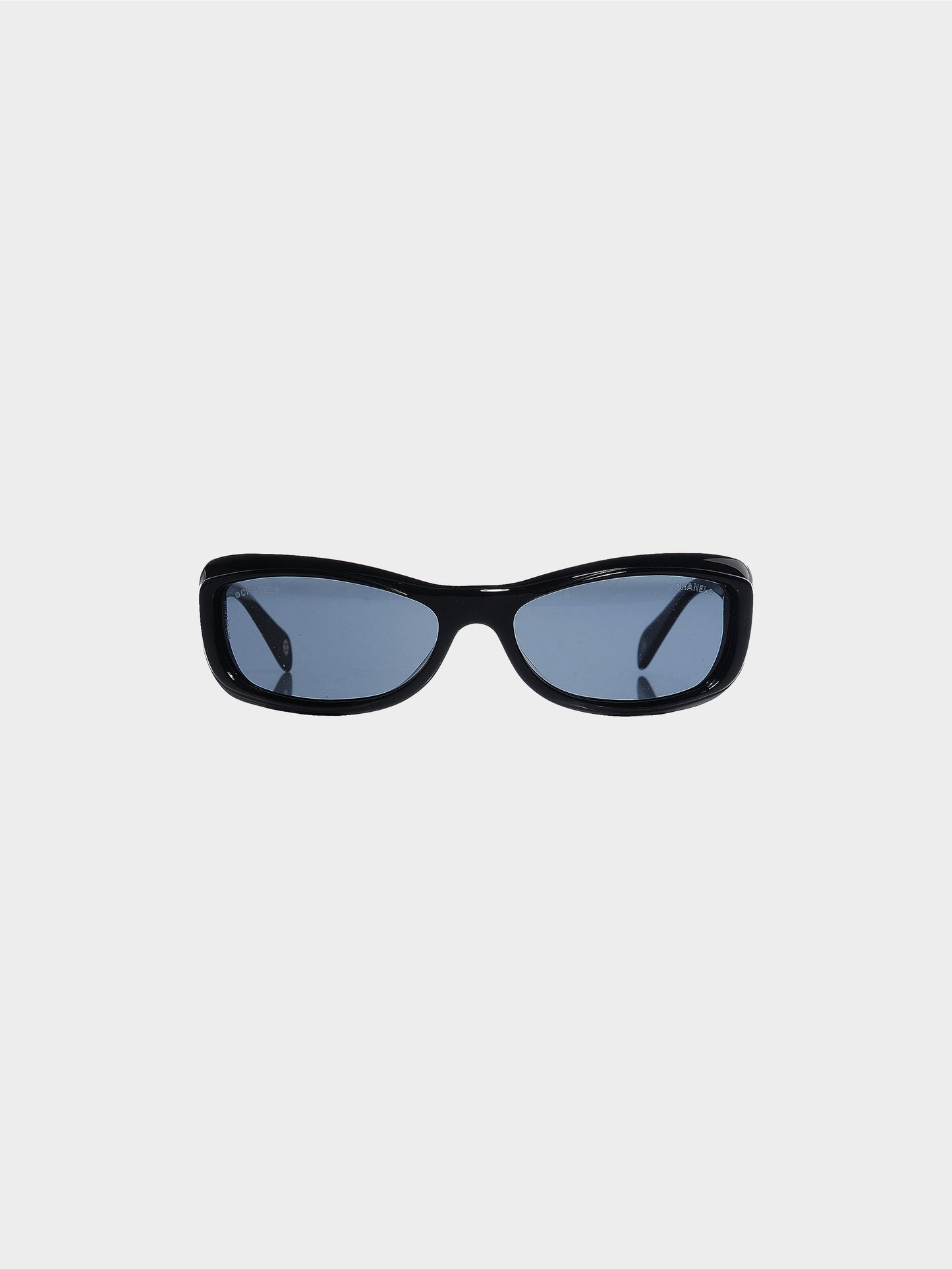 Chanel 2005 Black Narrow Crystal Embellished Sunglasses